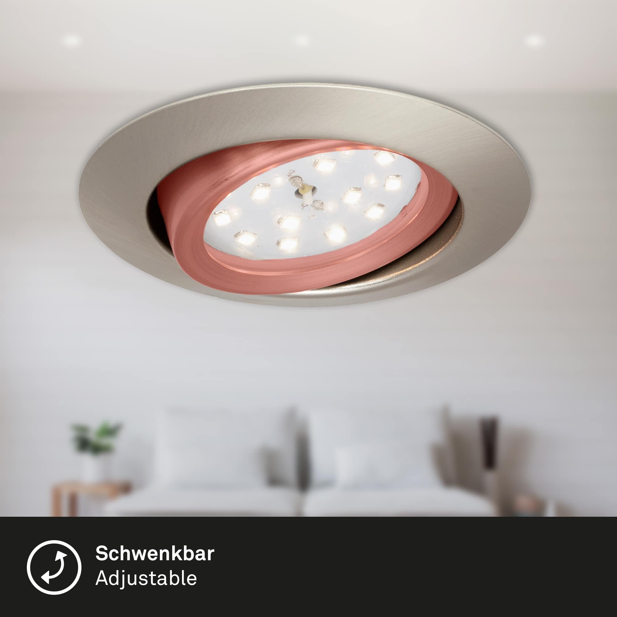 LED Einbauleuchten3er-Set matt-nickel 3xLED Funktion1