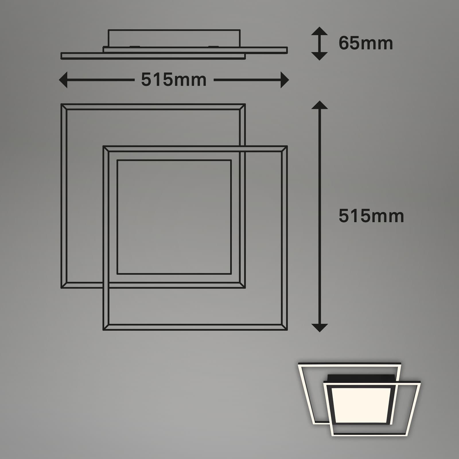 LED Deckenleuchte Schwarz Maßzeichnung