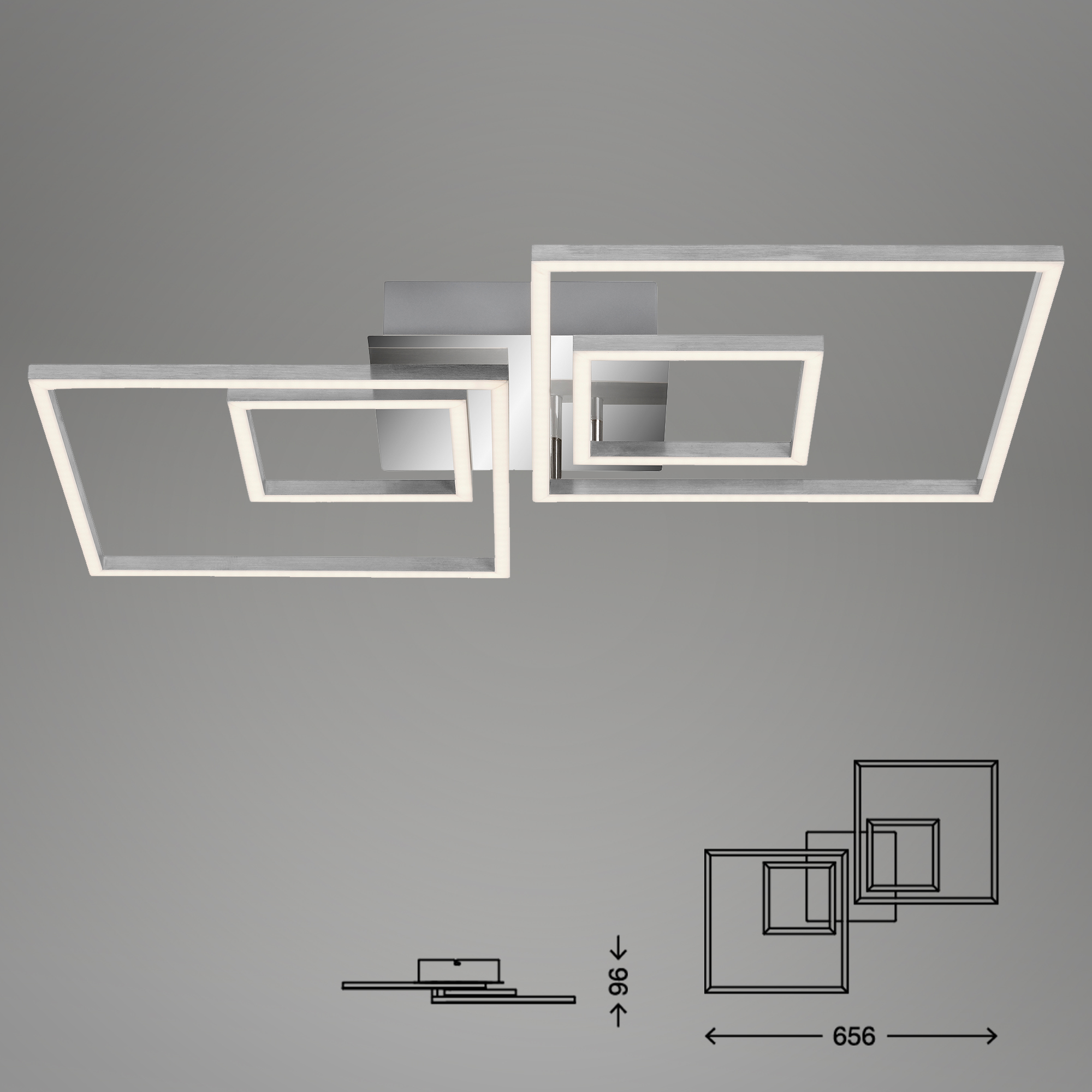 FRAMESLED Decken- und Wandleuchte-drehbar chrom-alu 2xLED + 2xLED Funktion1