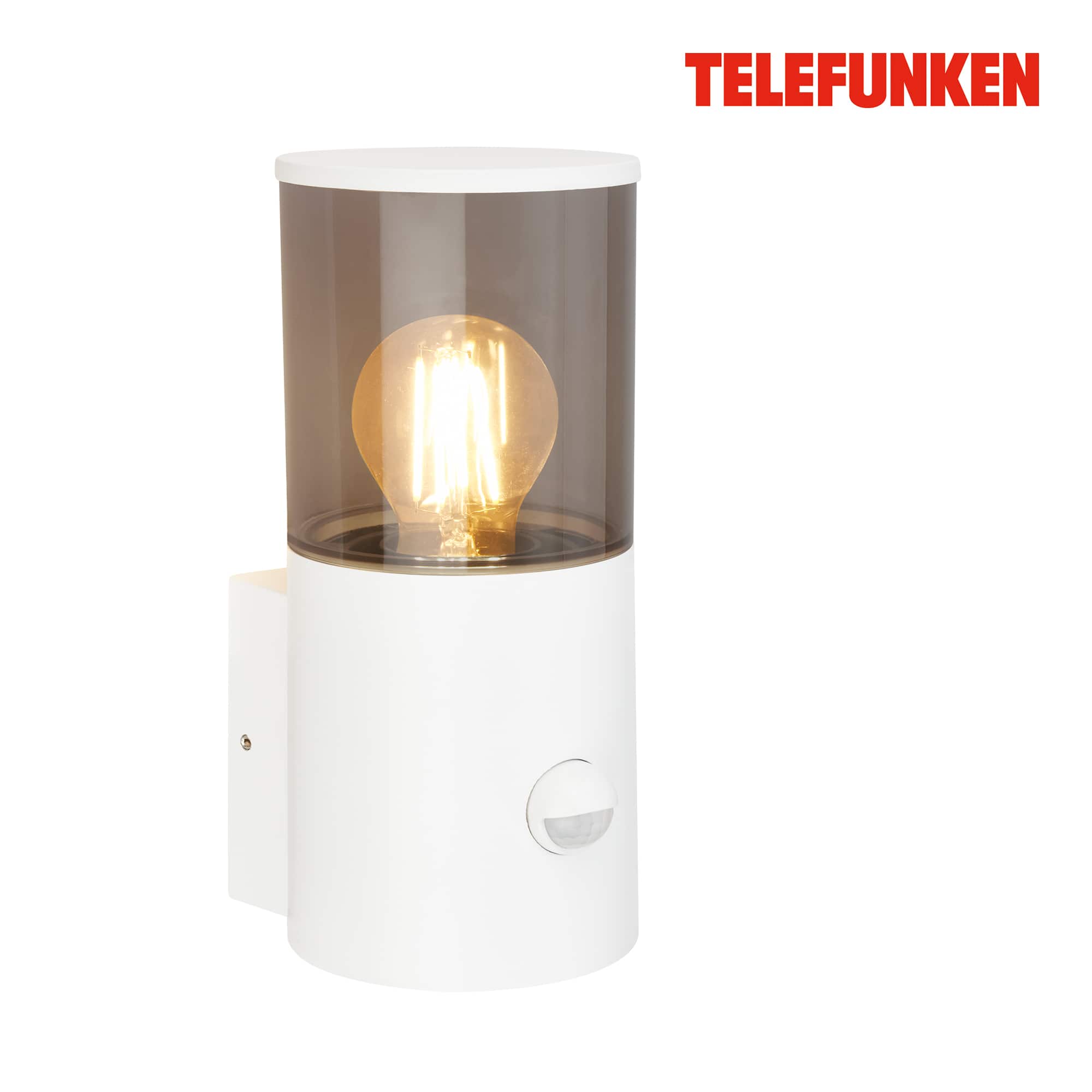 Lampada da parete Telefunken LED, rilevatore di movimento, protezione dagli spruzzi d'acqua