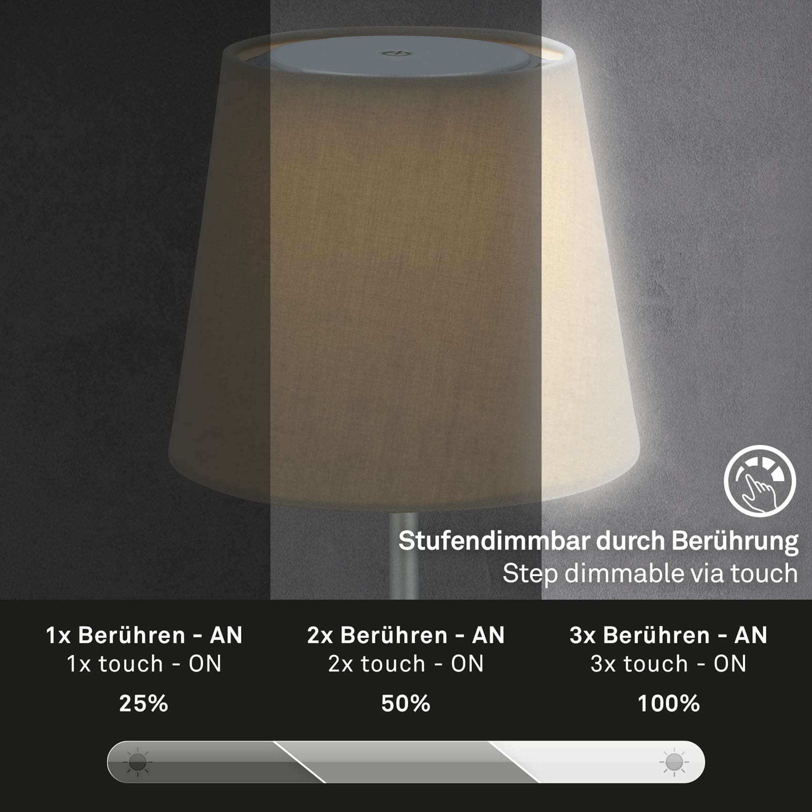 LED Akku Tischleuchte taupe