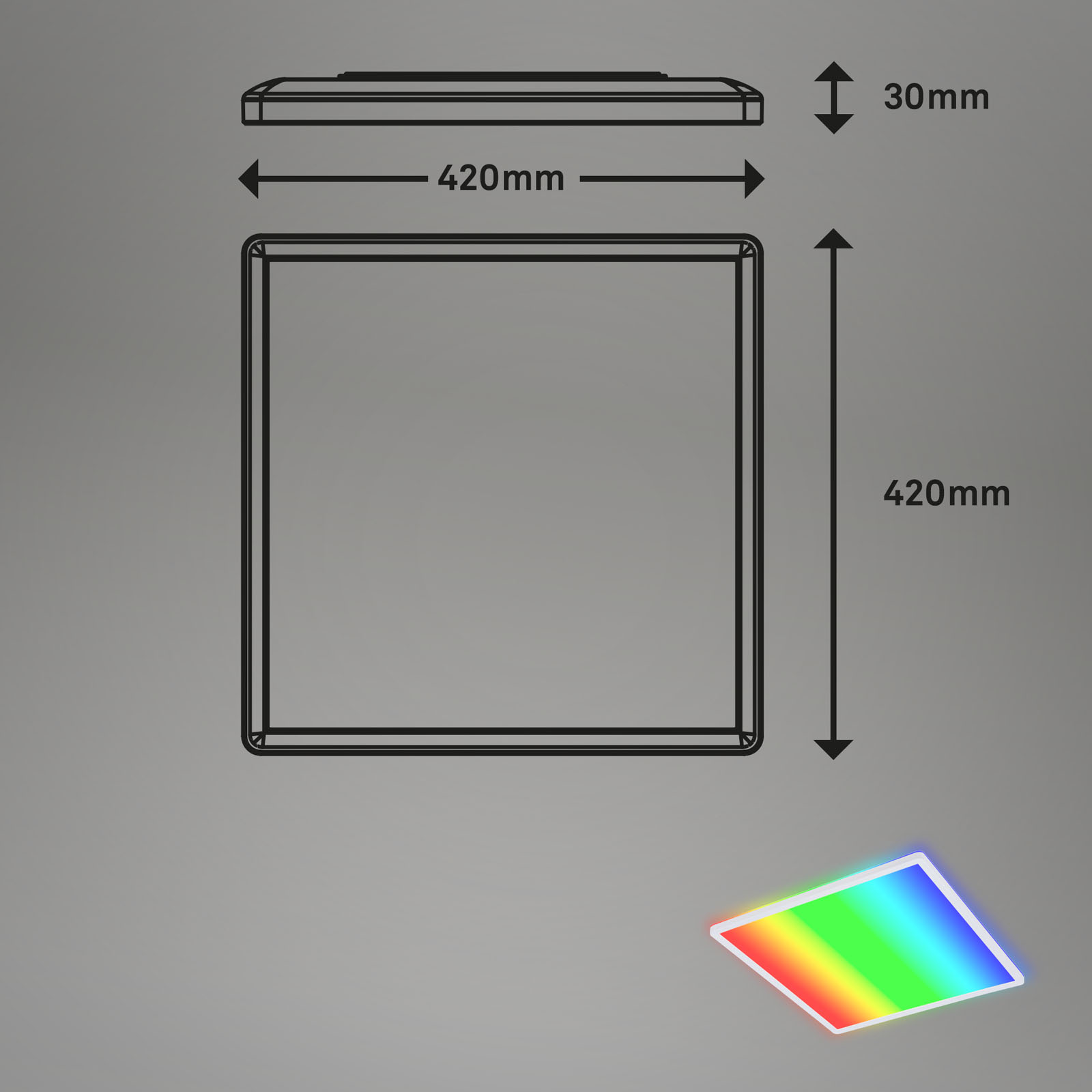 B smart RGB/W-LED Panel weiß Maßzeichnung