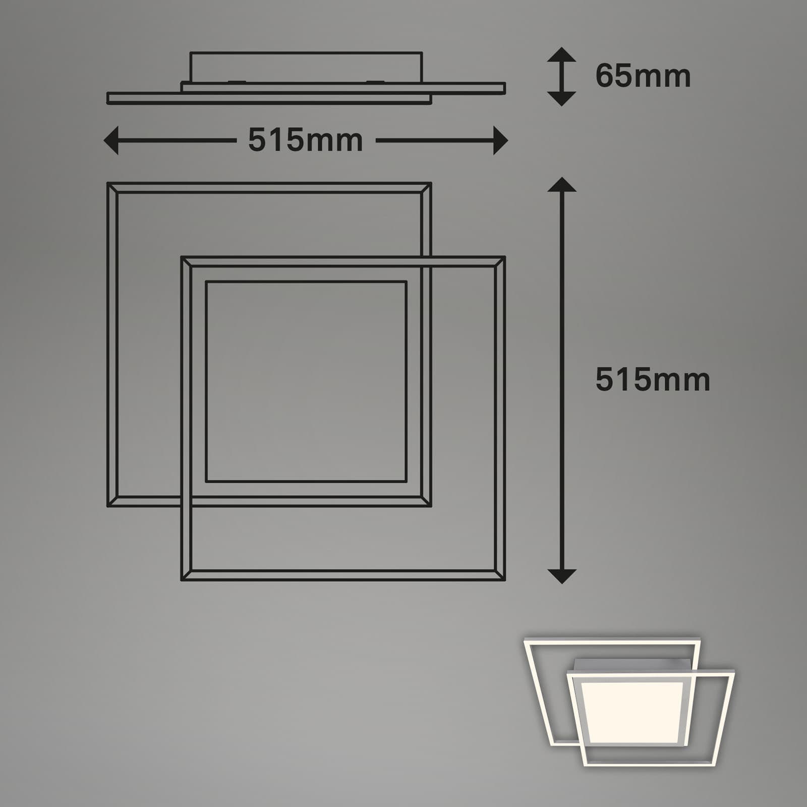 LED Deckenleuchte Alu-chrom-matt Maßzeichnung