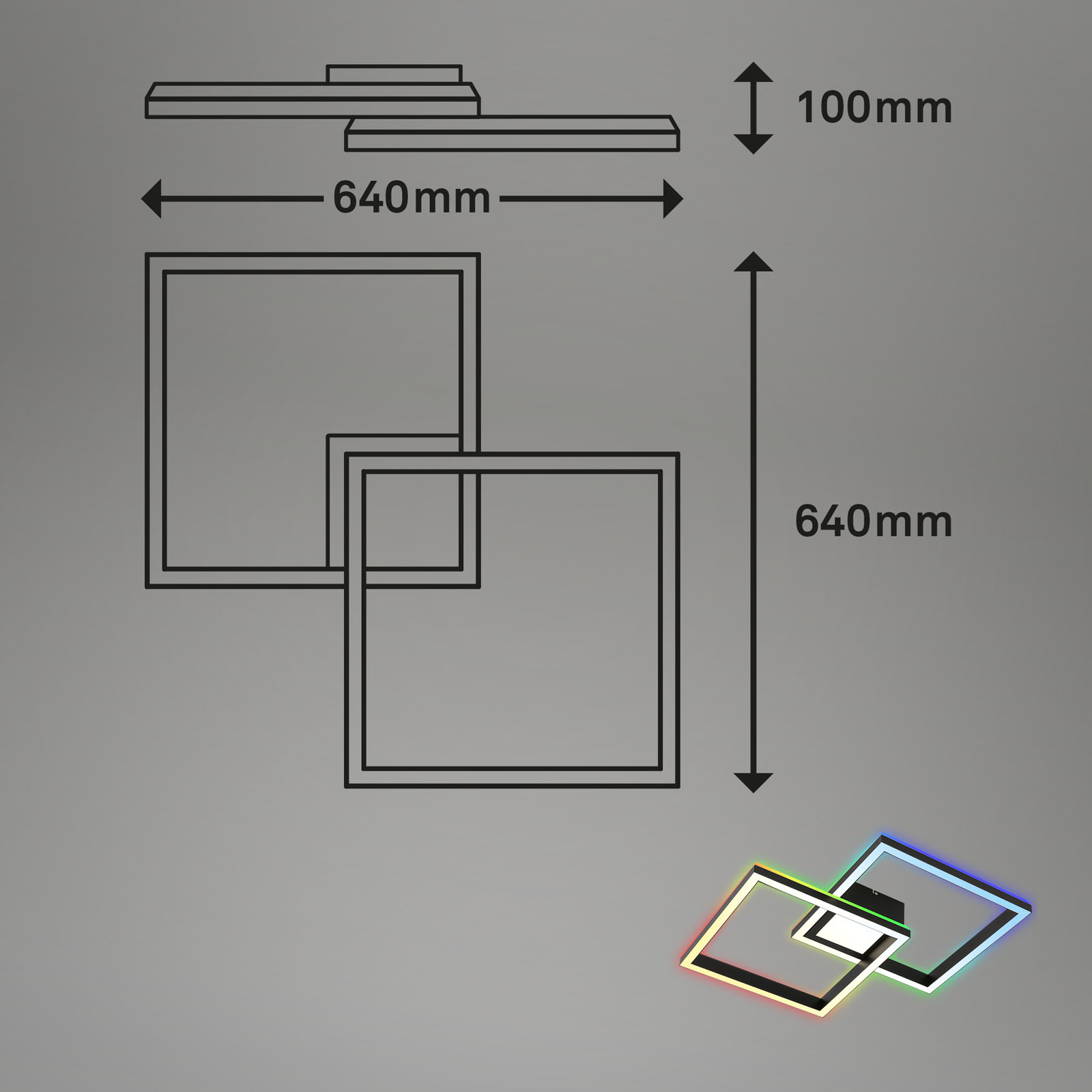 RGB CCT LED Deckenleuchte Schwarz