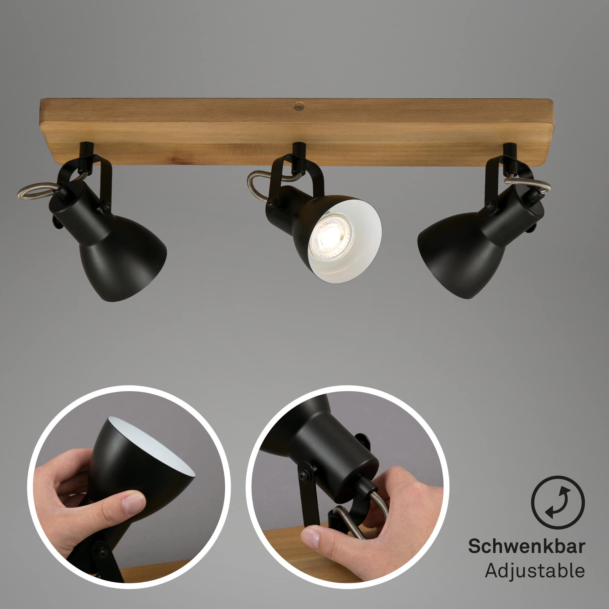 Spotleuchte Holz-schwarz 3xGU10 Funktion