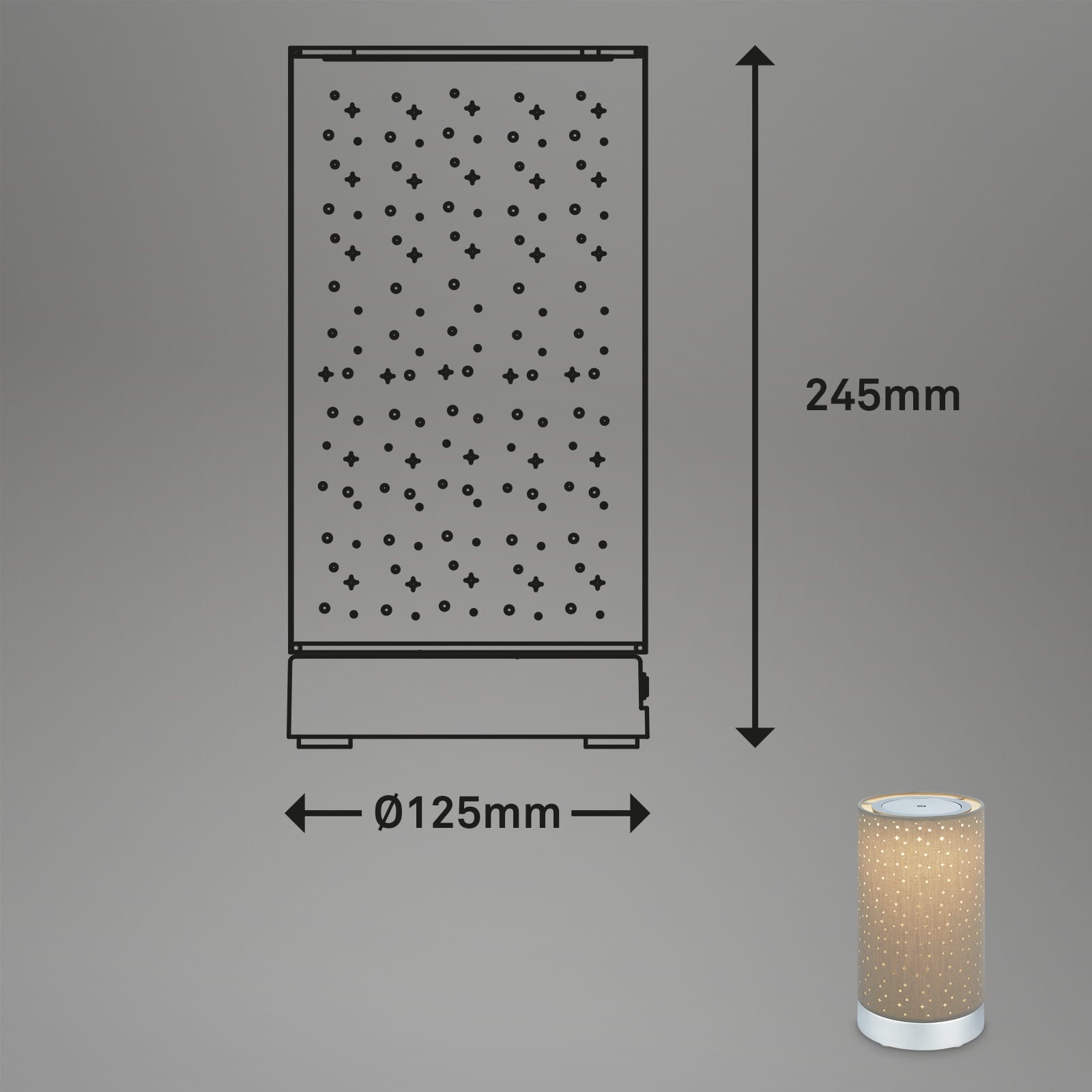 LED Akku Tischleuchte taupe Maßzeichnung