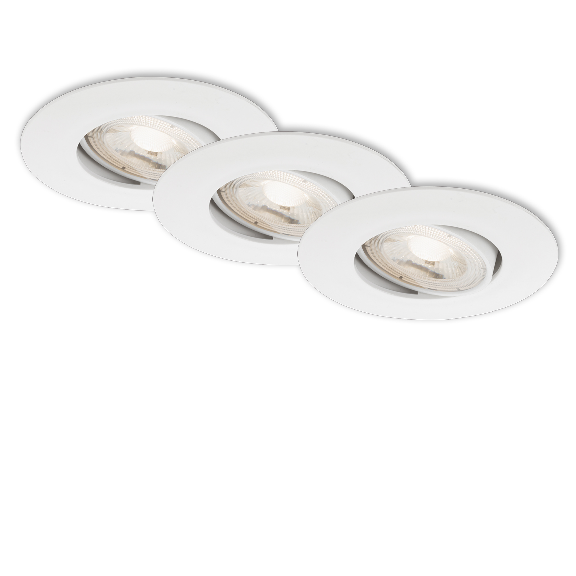 3er Set Ultraflache LED Einbauleuchte, Ø 9 cm, 5 W, Weiß