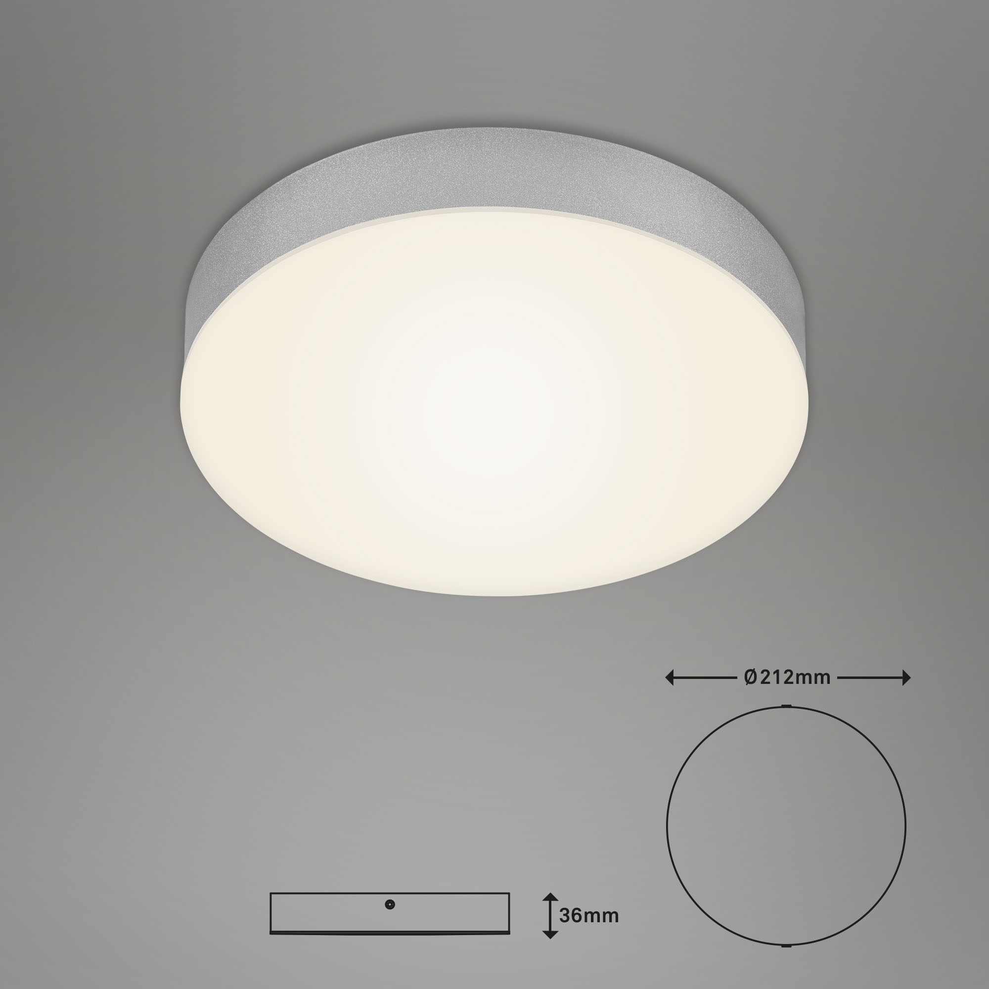 Rahmenlose LED Aufbauleuchte silberfarbig LED-Platine1 Maßzeichnung