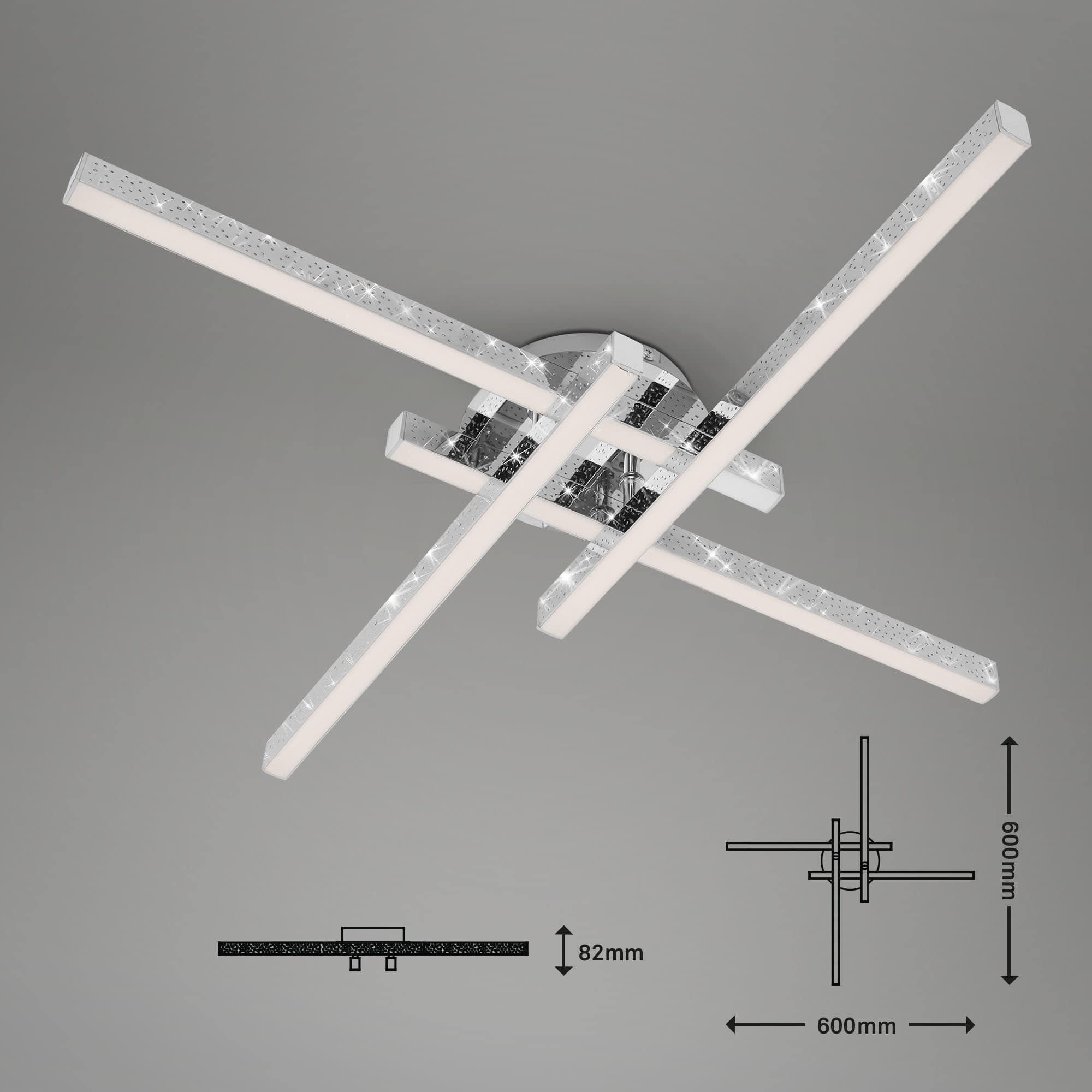 LED Wand- und Deckenleuchte chrom LED Maßzeichnung