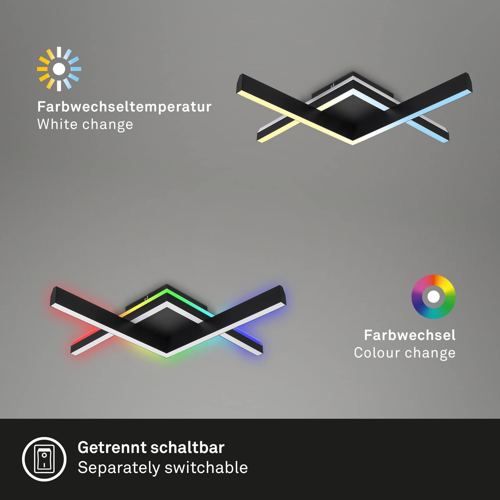 RGB CCT LED Deckenleuchte schwarz