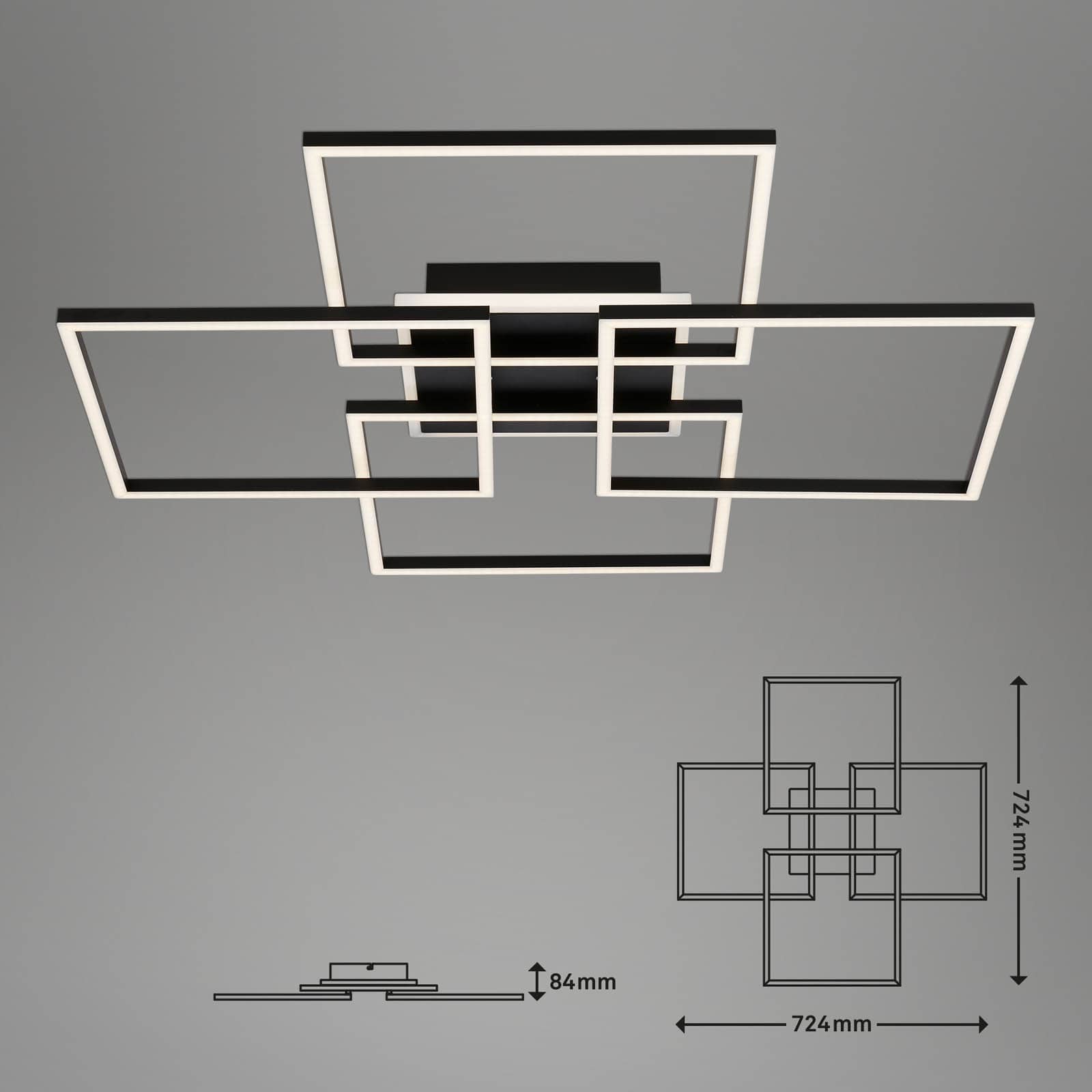 Bsmart WiFi + Bluetooth CCT LED Decken- und Wandleuchte mit mit tellicht Maßzeichnung