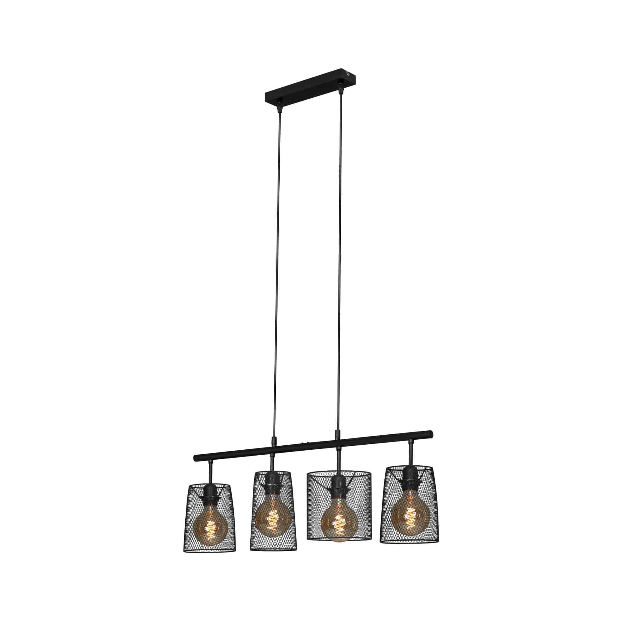 Hanglamp 120 cm 4x exkl. E27 60W zwart