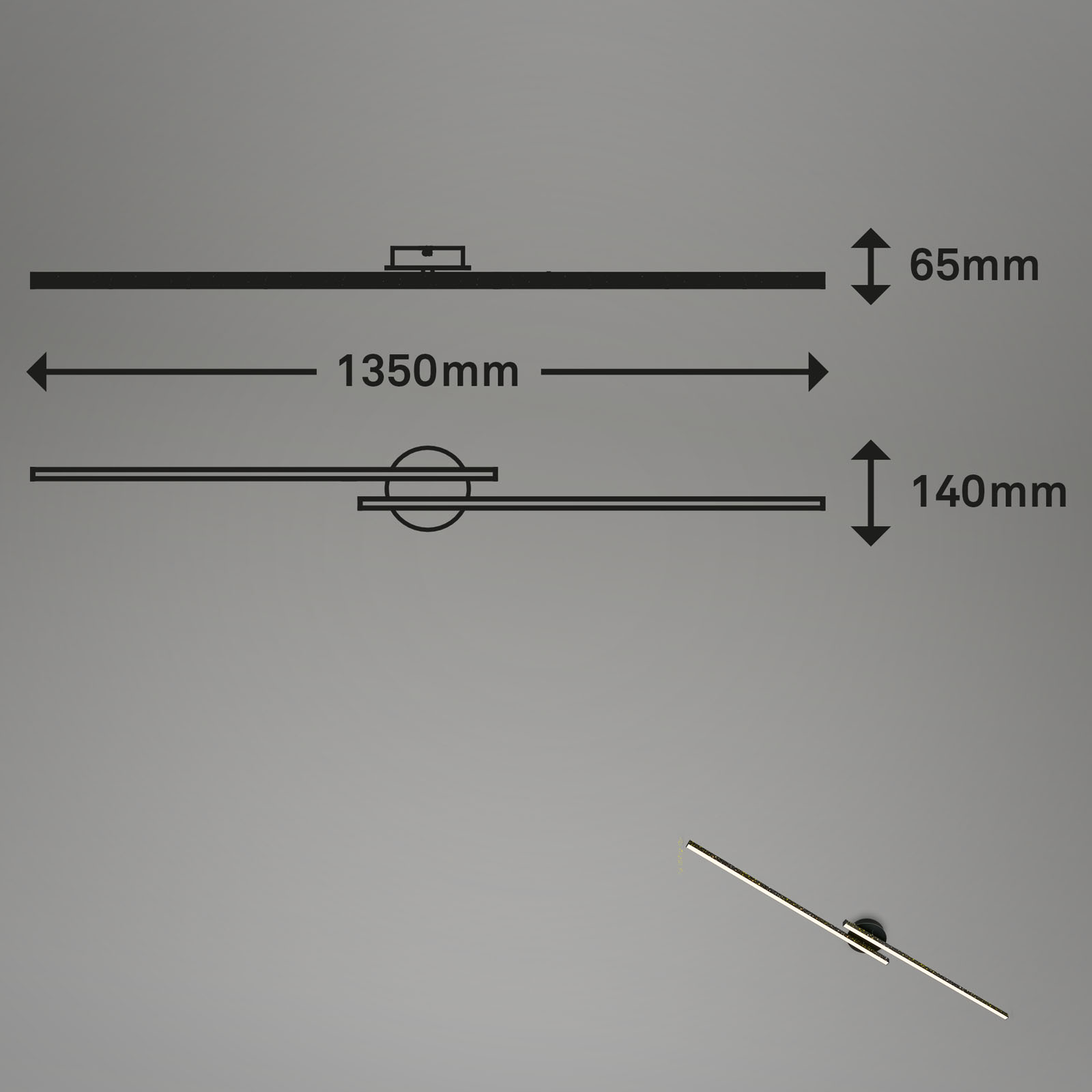 LED Wand- und Deckenleuchte Schwarz Maßzeichnung