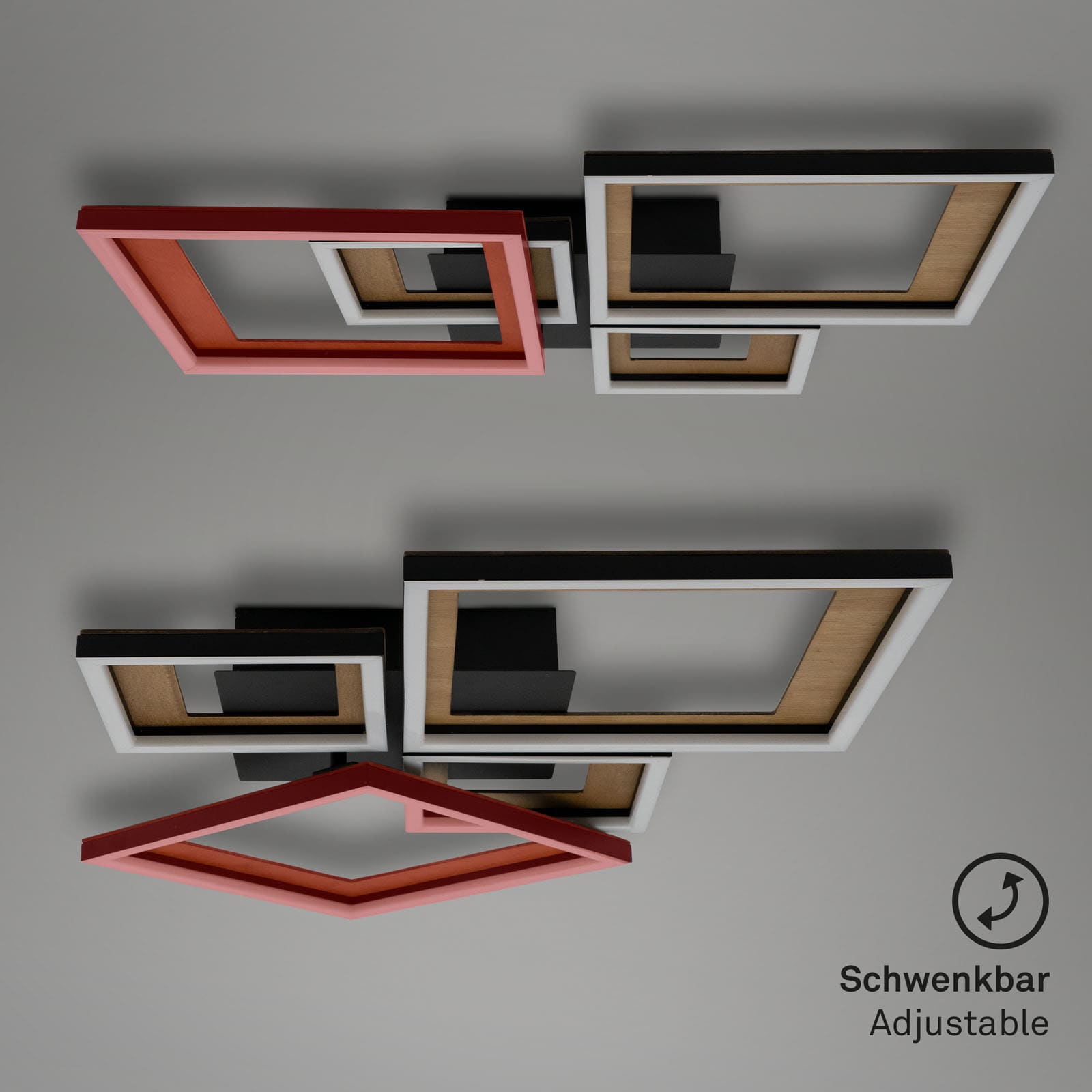 LED Deckenleuchte Schwarz-holz