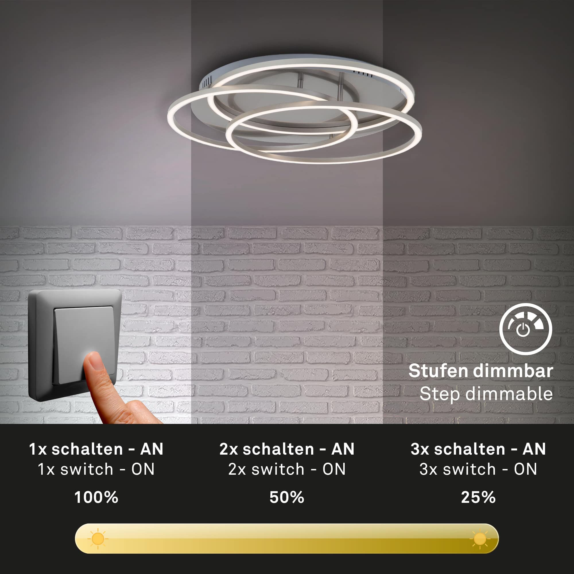 "Frames" LED Deckenleuchte matt-nickel LED16 Freisteller2