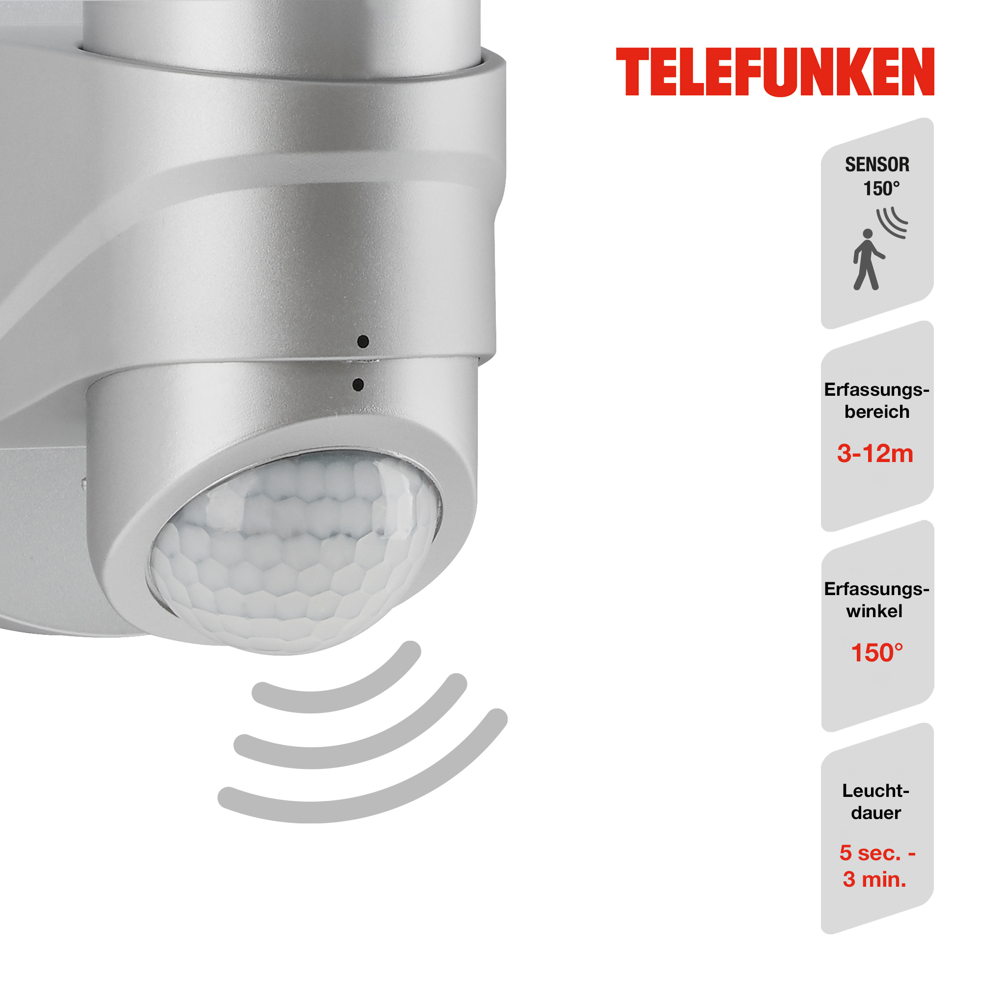 LED Außenleuchte Sensor silber LED Funktion