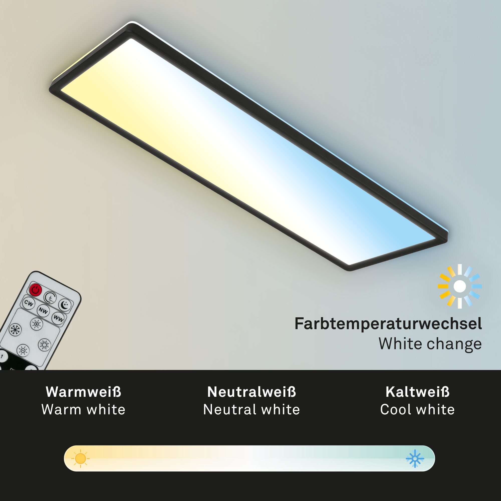 Ultraflaches CCT LED Panel schwarz CCT Funktion