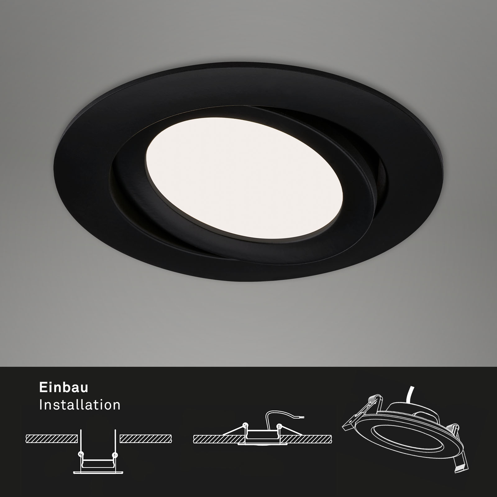 3er Set LED Einbauleuchte Schwarz 