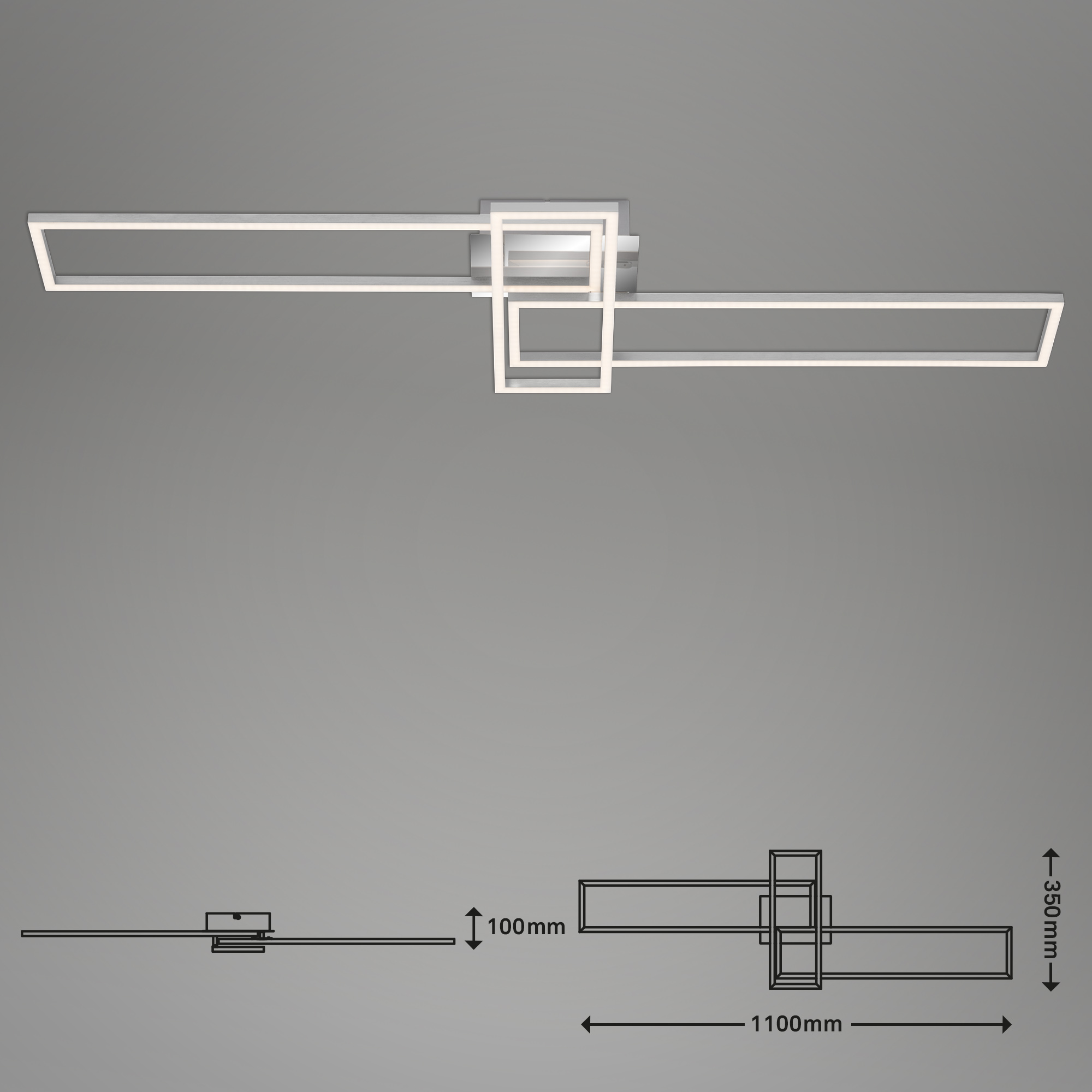 CCT LED Wand- und Deckenleuchte chrom-alu LED Maßzeichnung