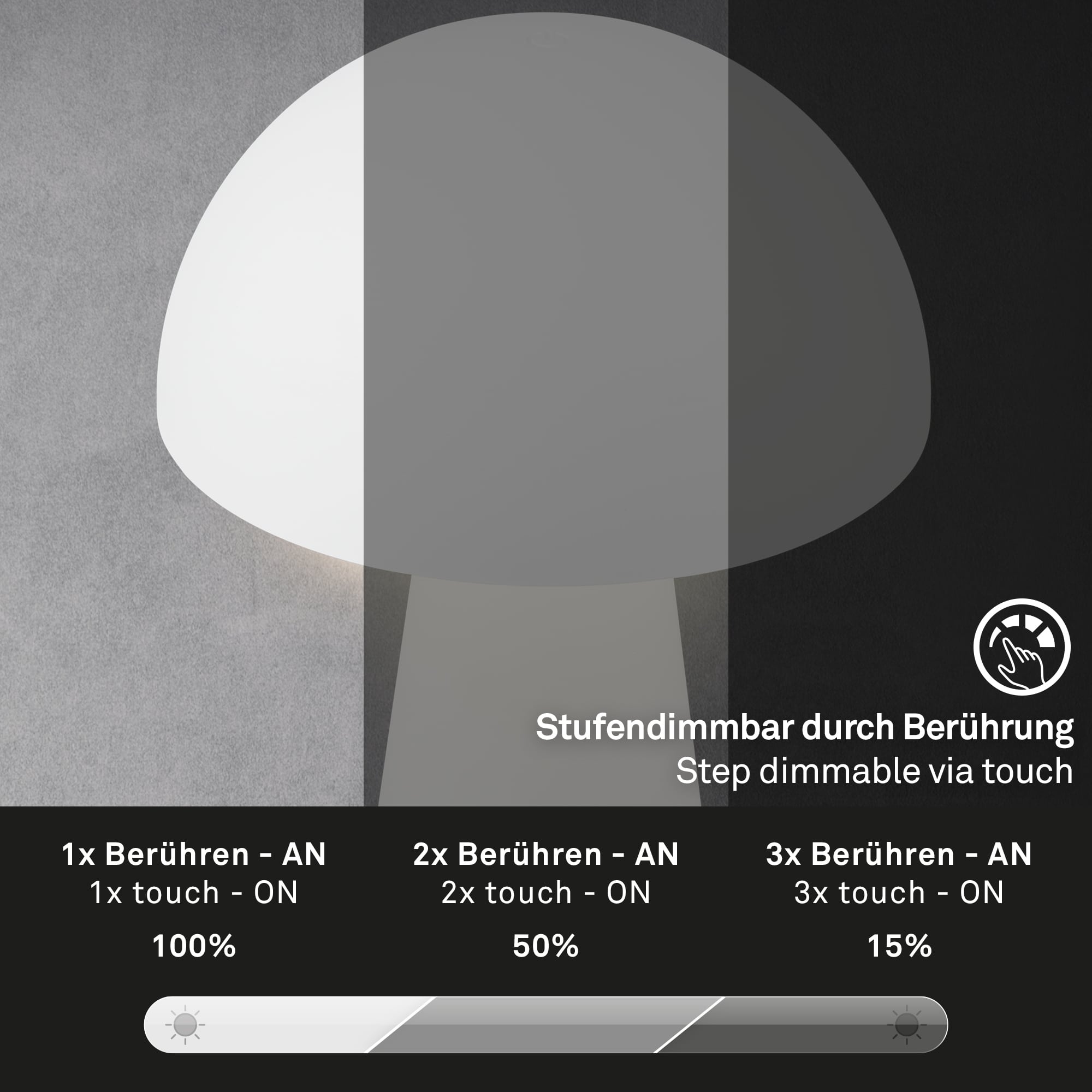 LED Akku-Tischleuchte weiß Funktion