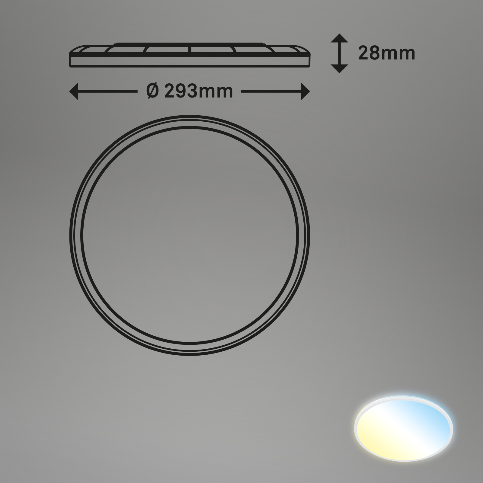 CCT LED Panel Ultraflach weiß Maße