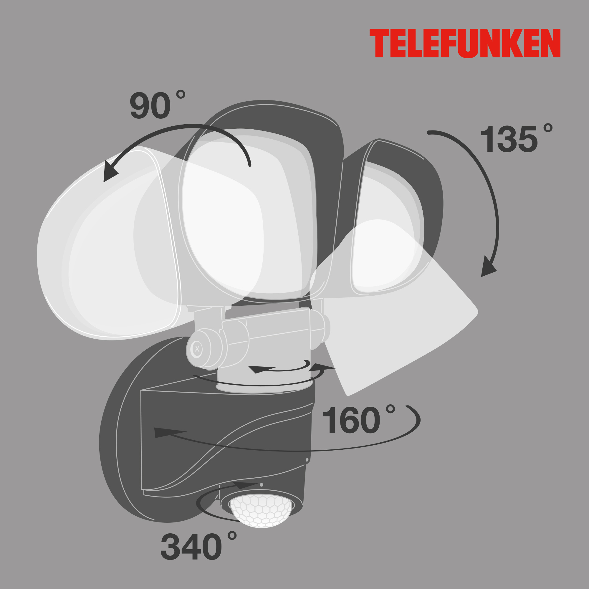 TELEFUNKEN LED Sensor Außenstrahler Schwarz