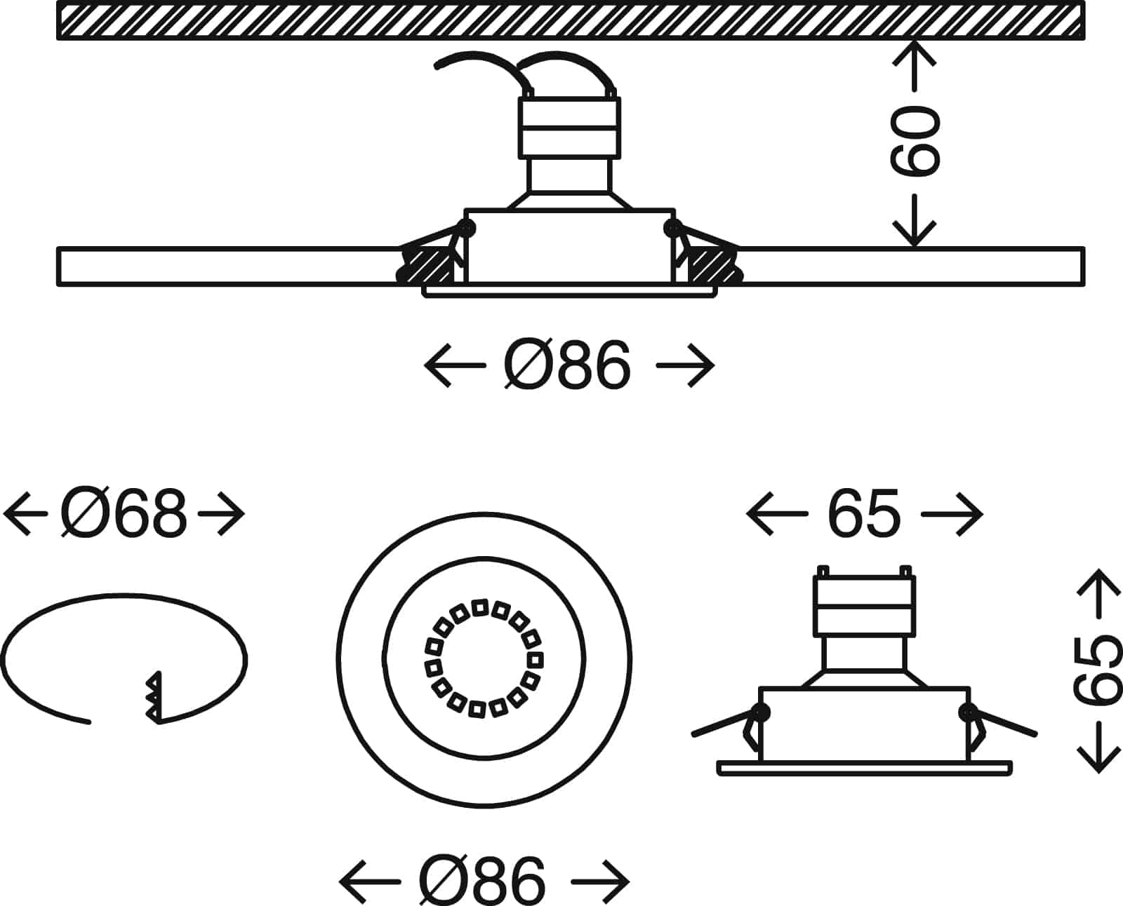 Einbauleuchten3er-Set schwarz 3xGU10 Freisteller2