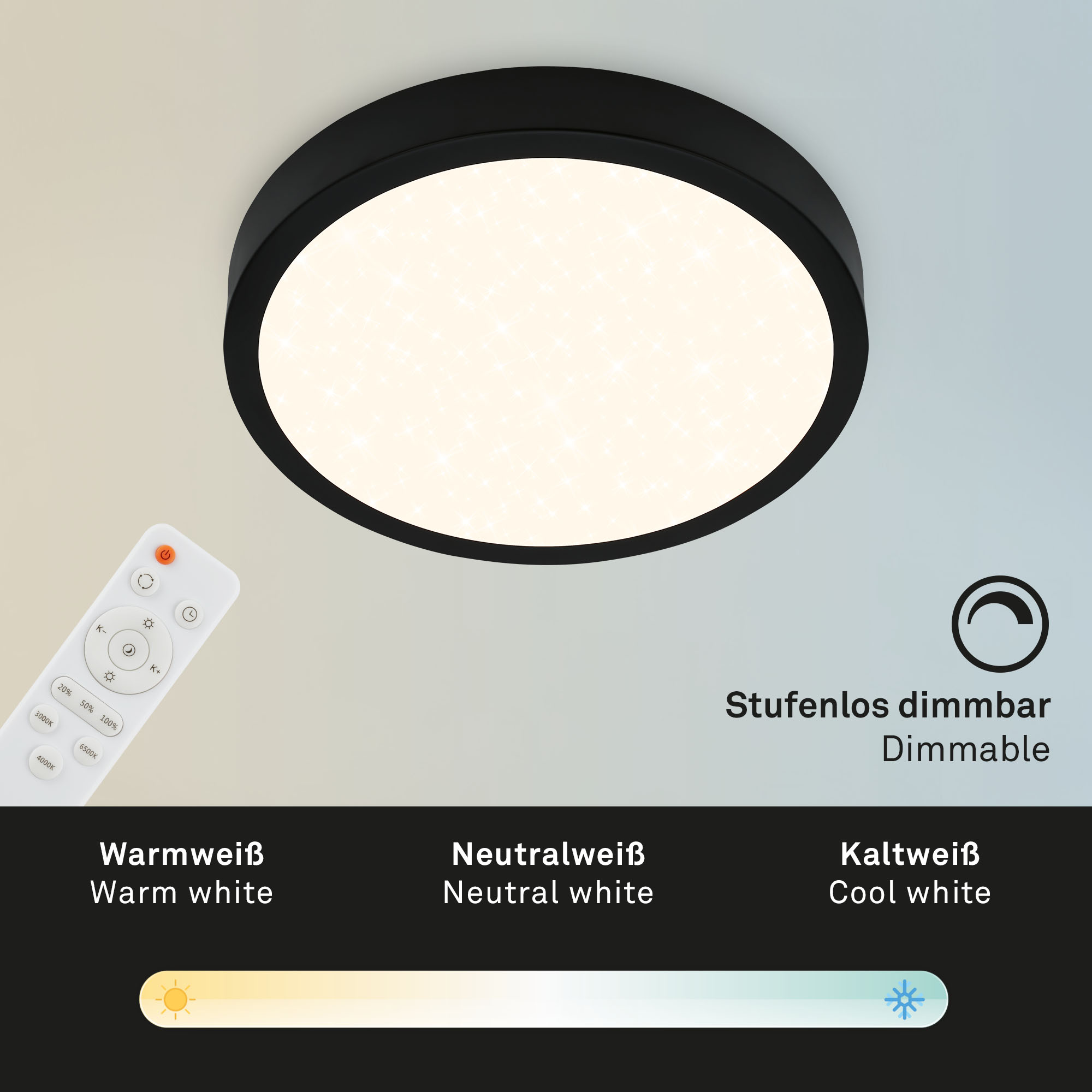 CCT LED Aufbauleuchte schwarz LED Fernbedienung