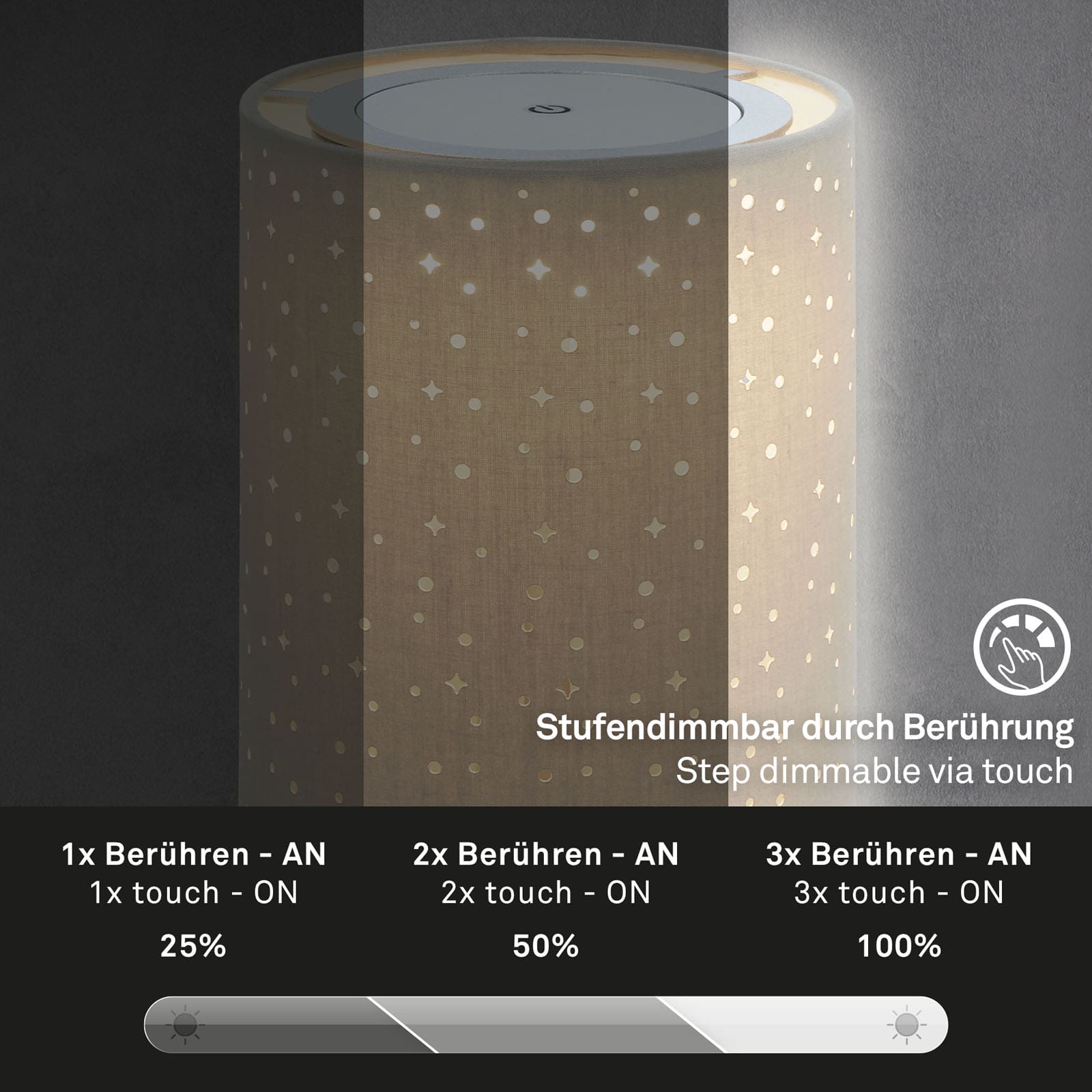 LED Akku Tischleuchte taupe