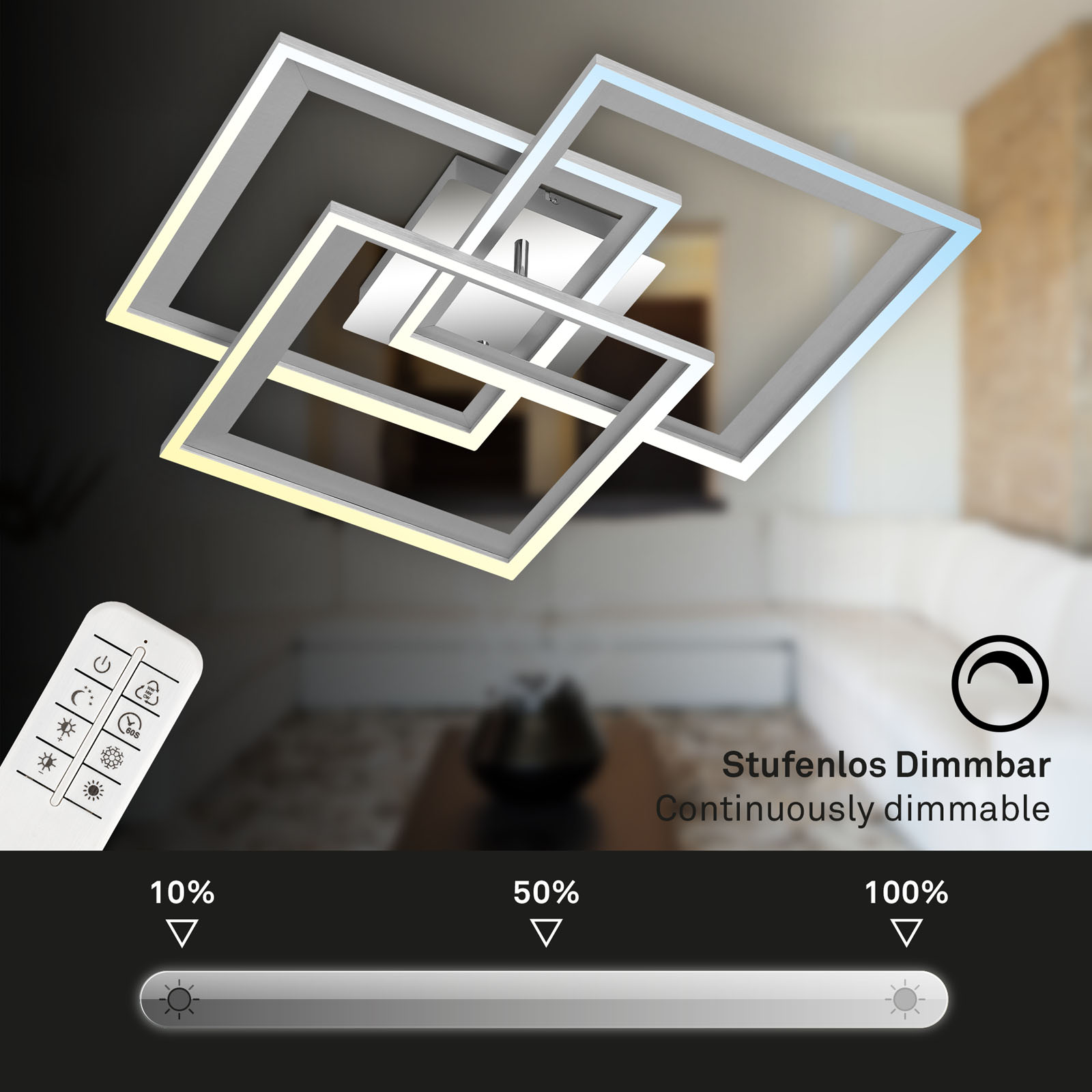 CCT LED Deckenleuchte Alu-chrom