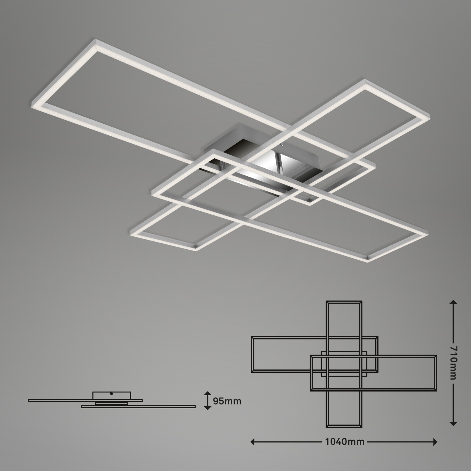 LED Wand- und Deckenleuchte chrom-alu LED Maßzeichnung