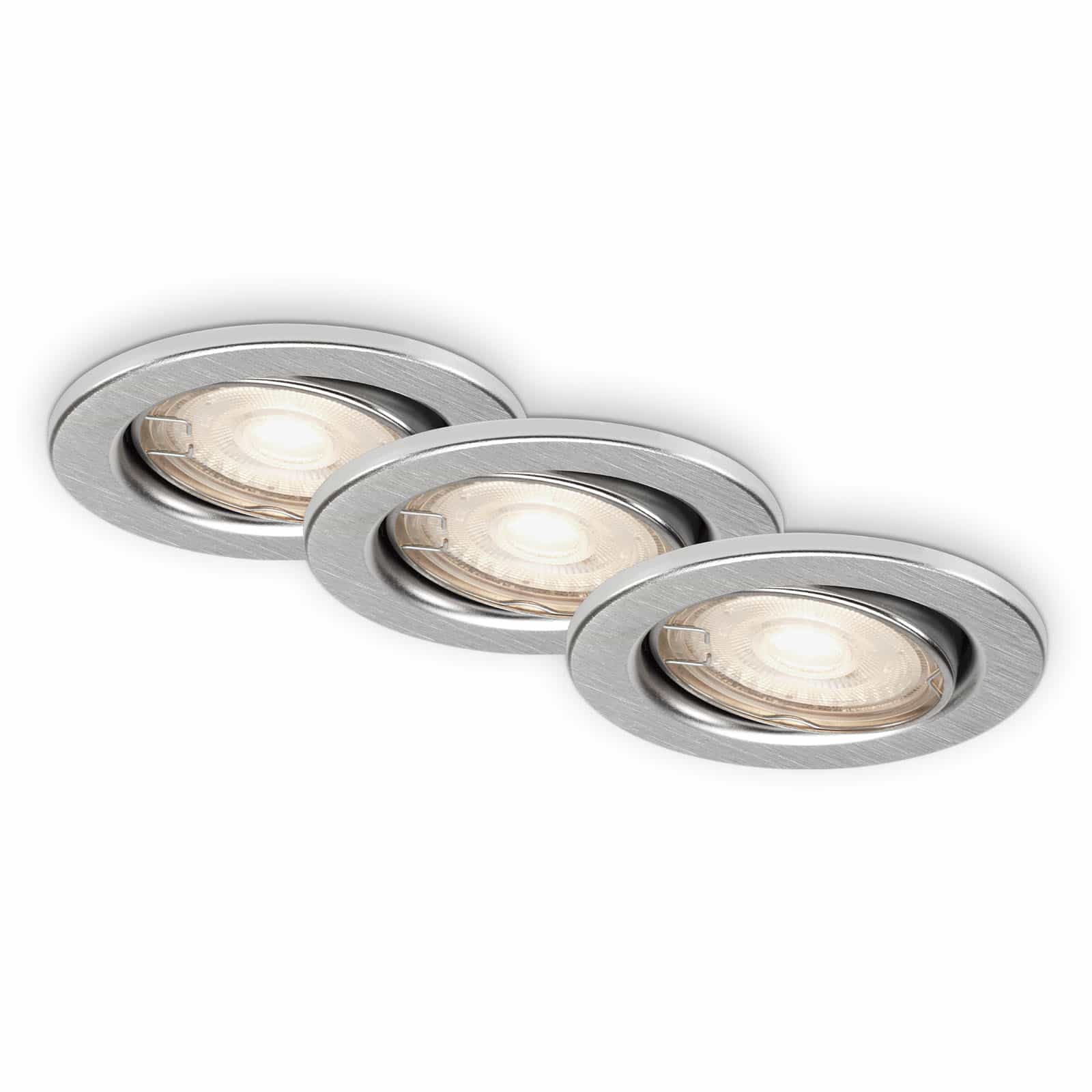 3er Set LED Einbauleuchte, Ø 8,6 cm, 5 W, Alu