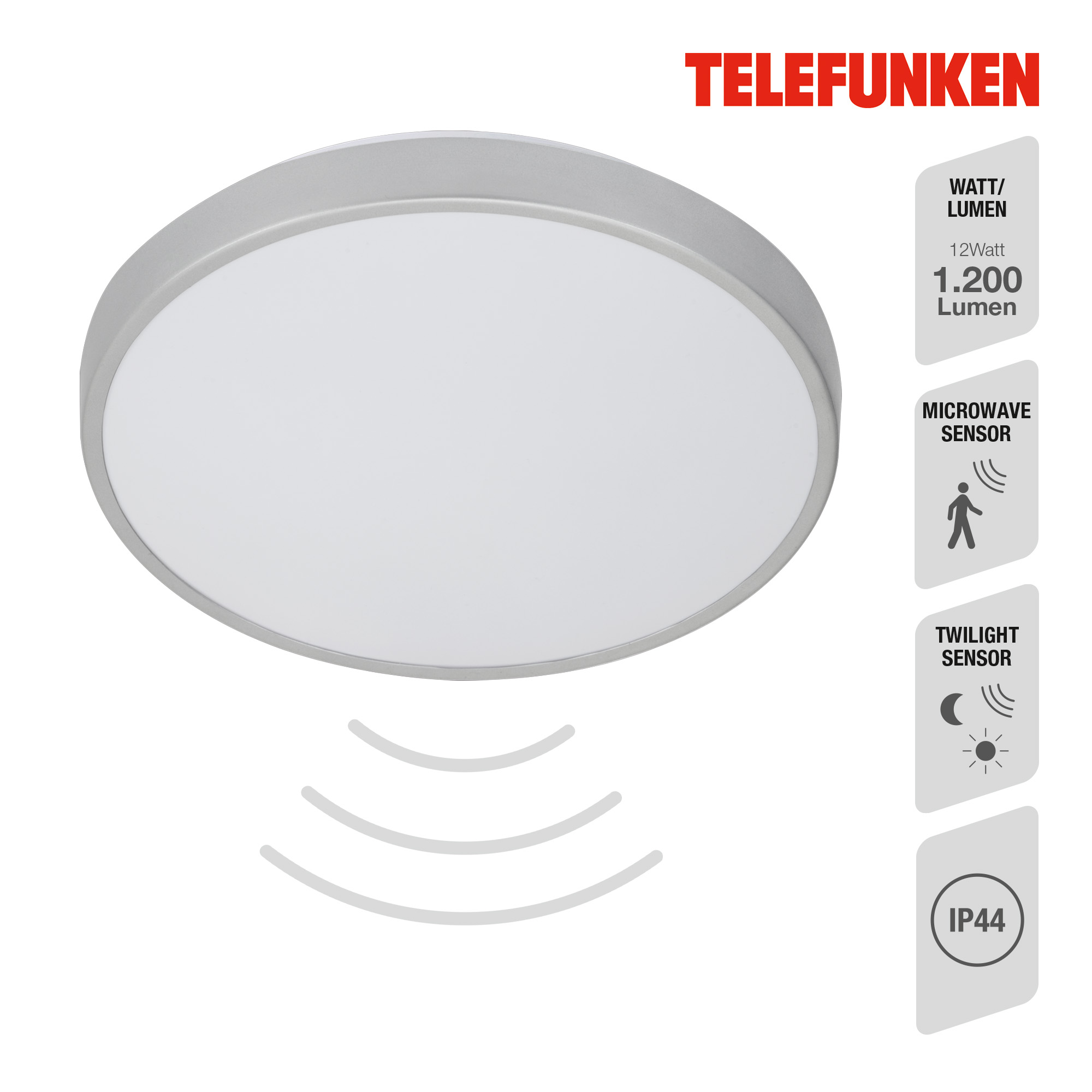 TELEFUNKEN Sensor LED Deckenleuchte Weiß-Titan