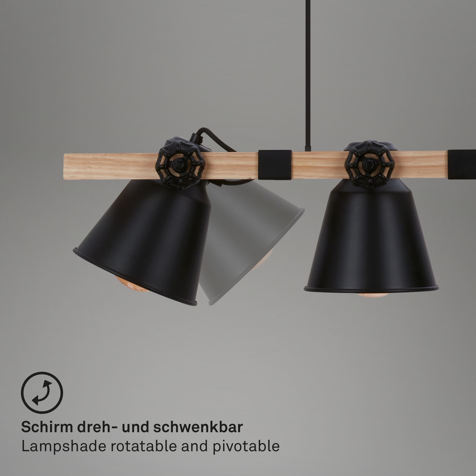 W, Schwarz-Holz Pendelleuchte, cm, 85 max. 40