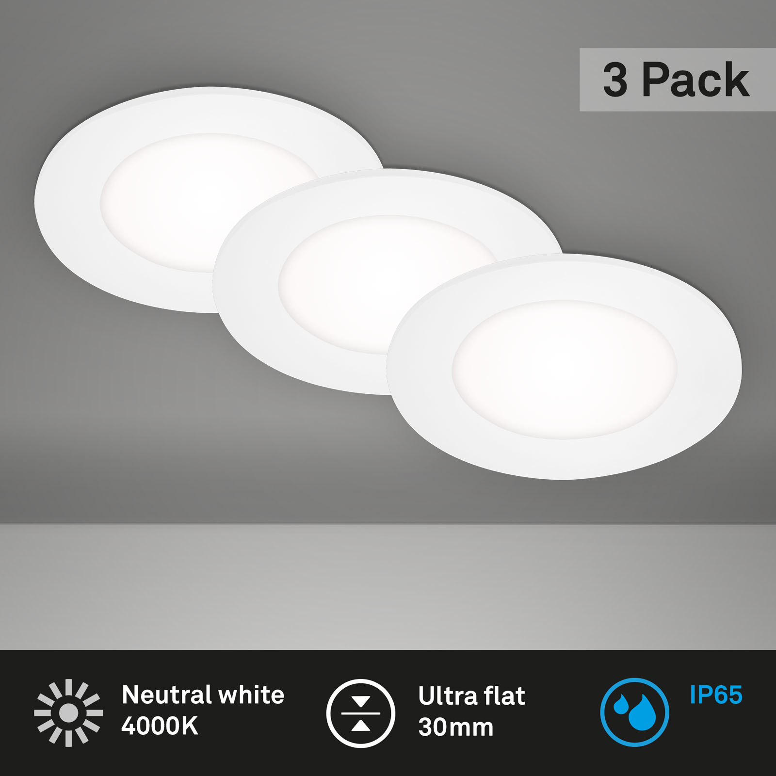 LED Einbauleuchten 3er-Set IP65 weiß LED-Platine Titelbild