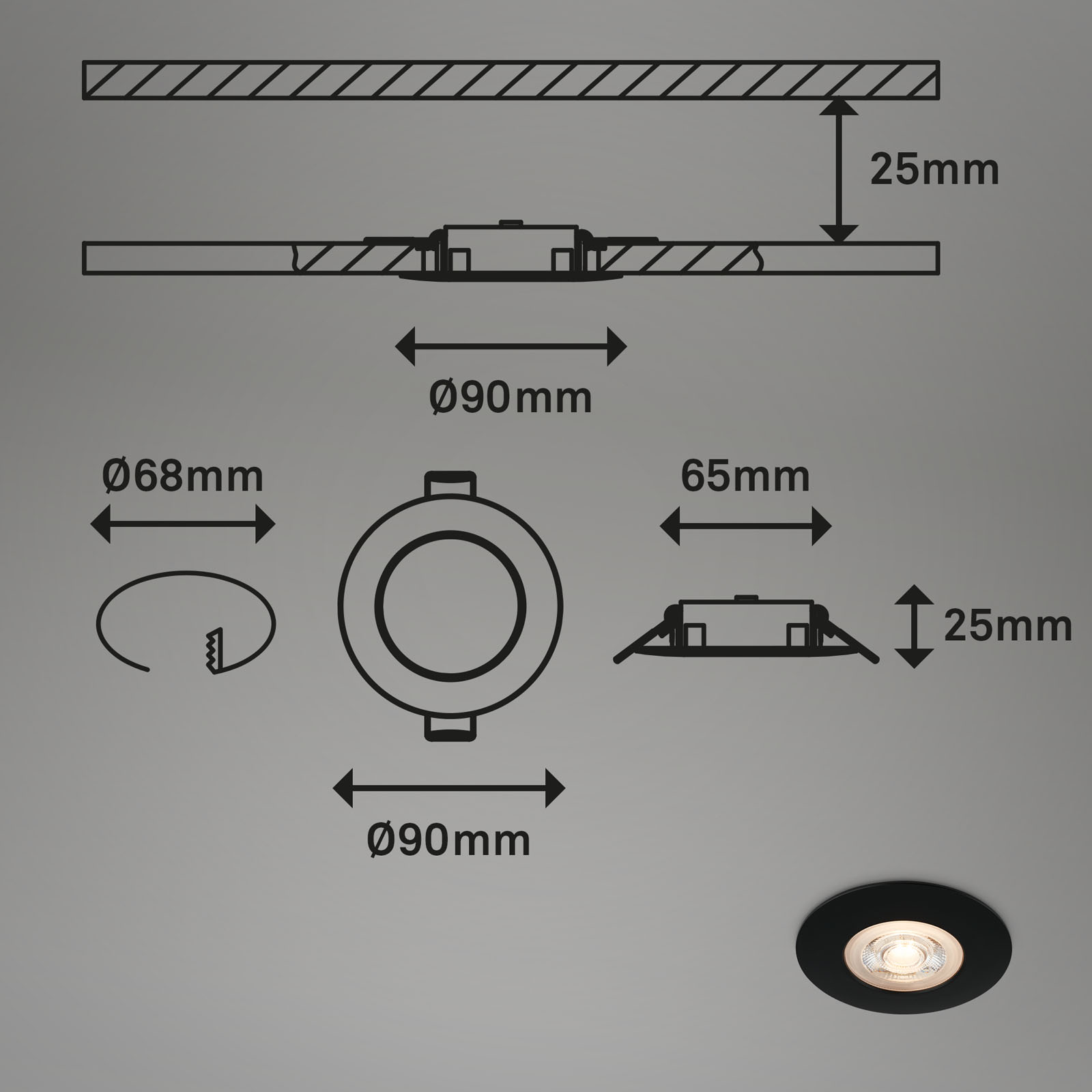 LED Einbauleuchten Schwarz