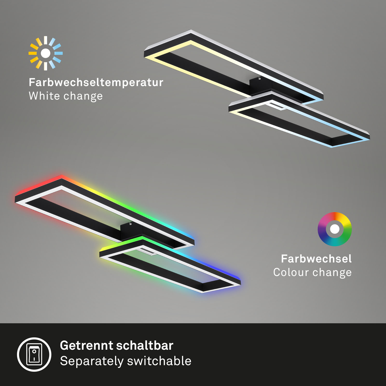 RGB CCT LED Deckenleuchte Schwarz