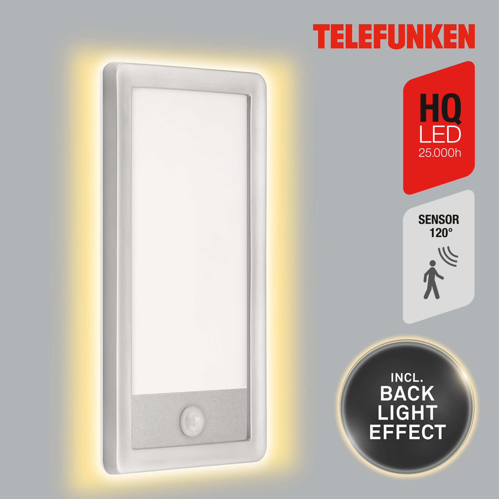 TELEFUNKEN LED Sensor Außenwandleuchte Silber