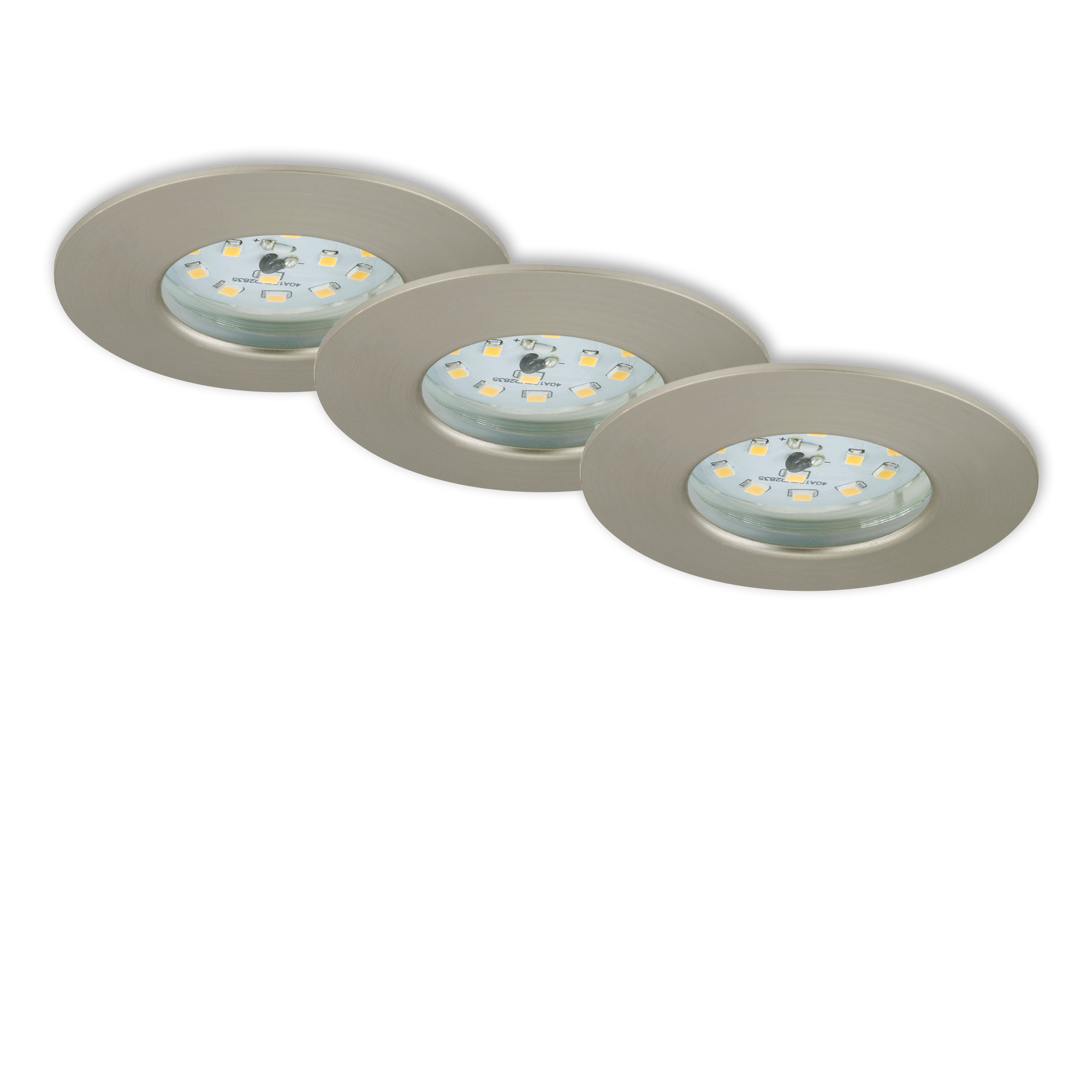 Set of 3 recessed downlights ATTACH ONE 60mm - 230V, 4.8W, 400lm, LED, IP44, warm white, silver-coloured