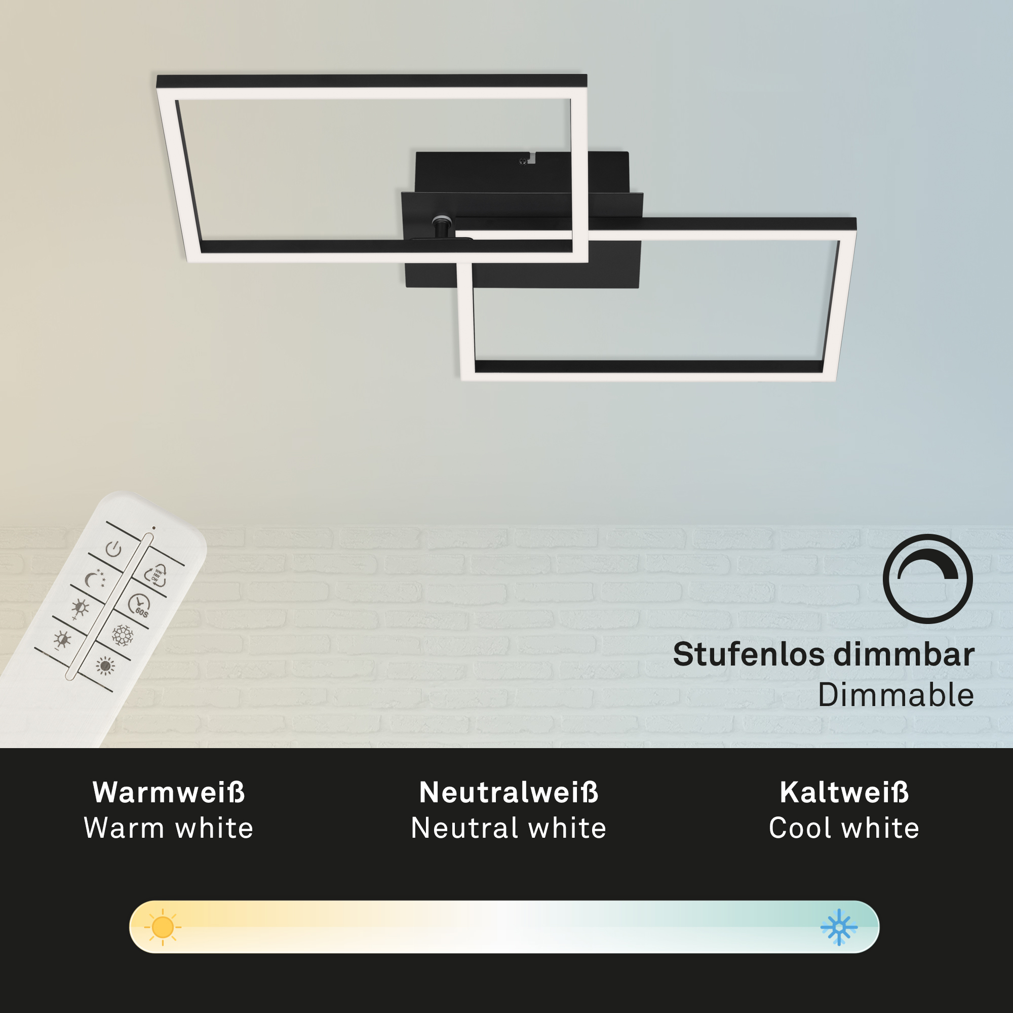 CCT LED Wand- und Deckenleuchte schwarz LED Funktion2