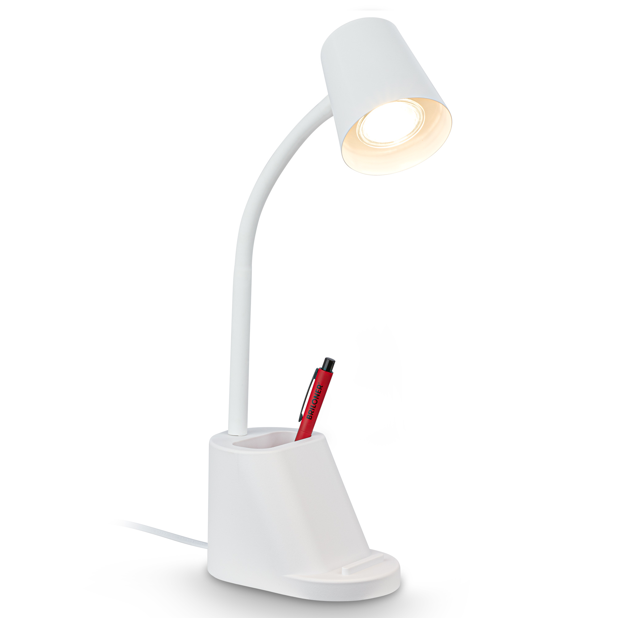 Briloner Pahu Lampe de bureau, Orientable, Porte-stylos, Blanc