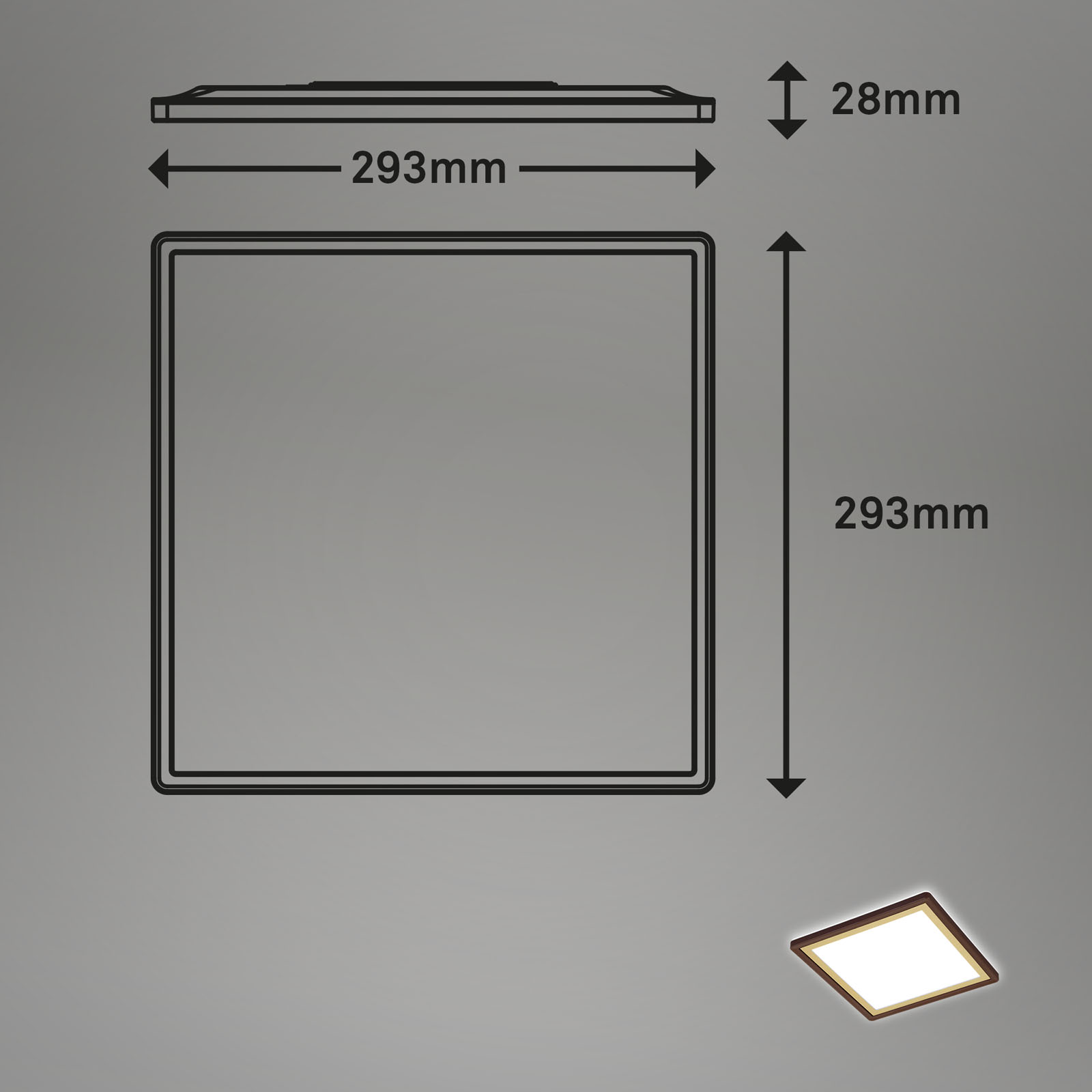 Ultraflaches LED Panel Braun Gold Maße