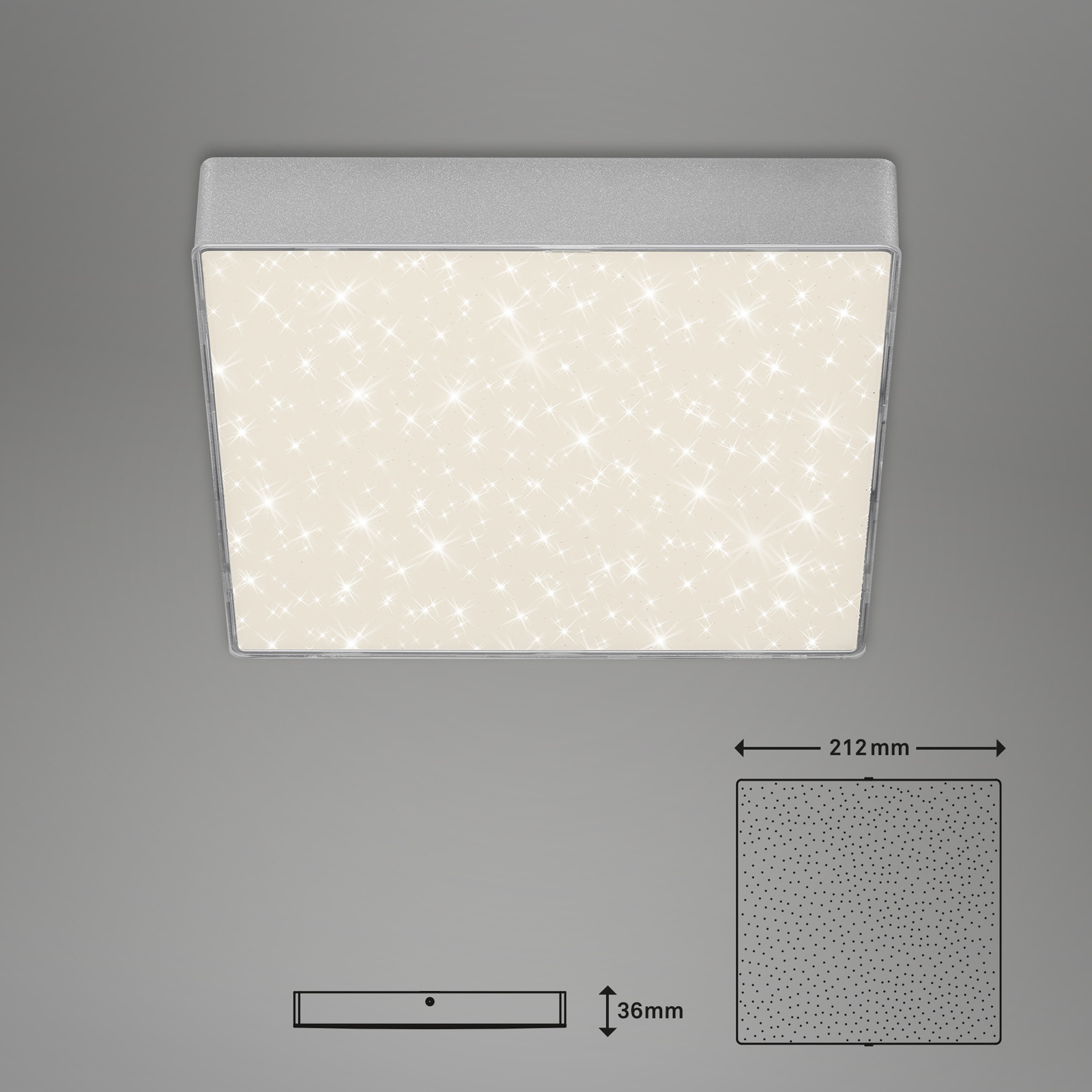 RahmenloseLED Aufbauleuchte mit Sternendekor silberfarbig 1xLED-Platine Freisteller2