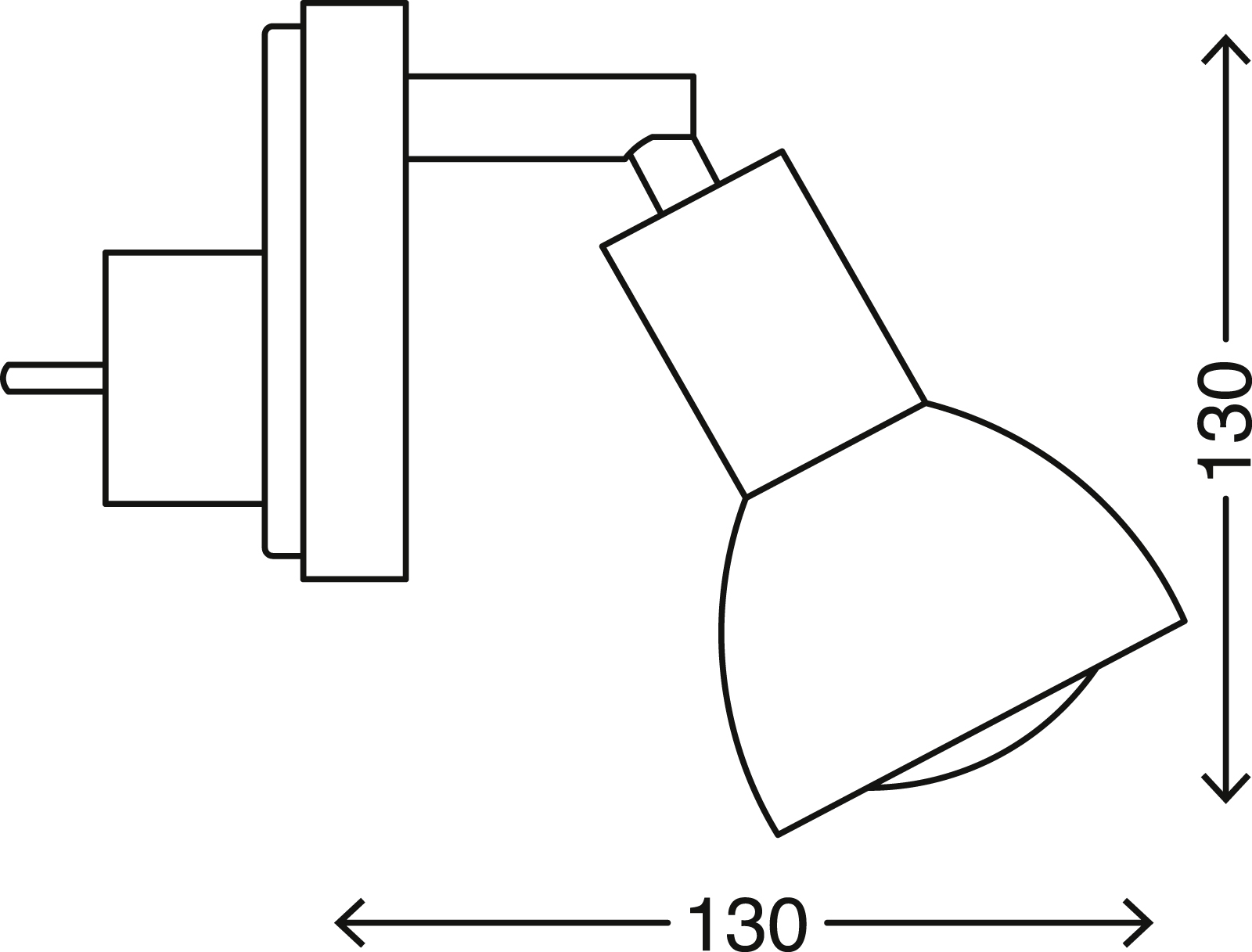 Steckerleuchte matt-nickel E14 Maßzeichnung