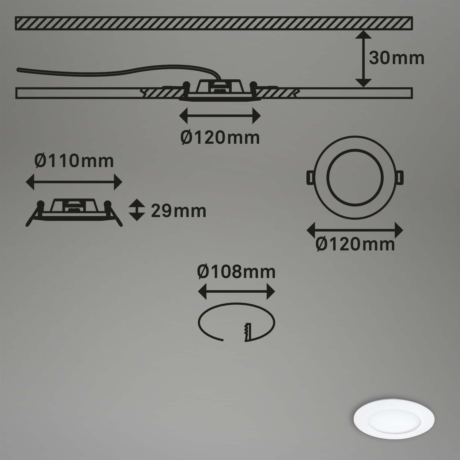 LED Einbauleuchte Weiß Maßzeichnung