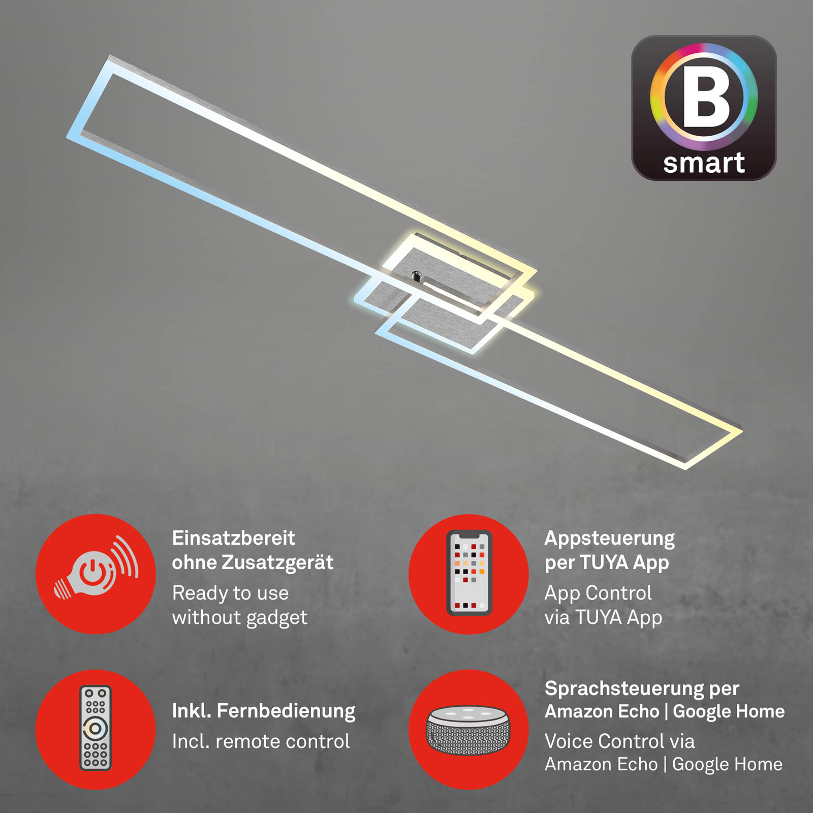 Bsmart WiFi + Bluetooth CCT LED Wand- und Deckenleuchte mit mit tellicht Funktion