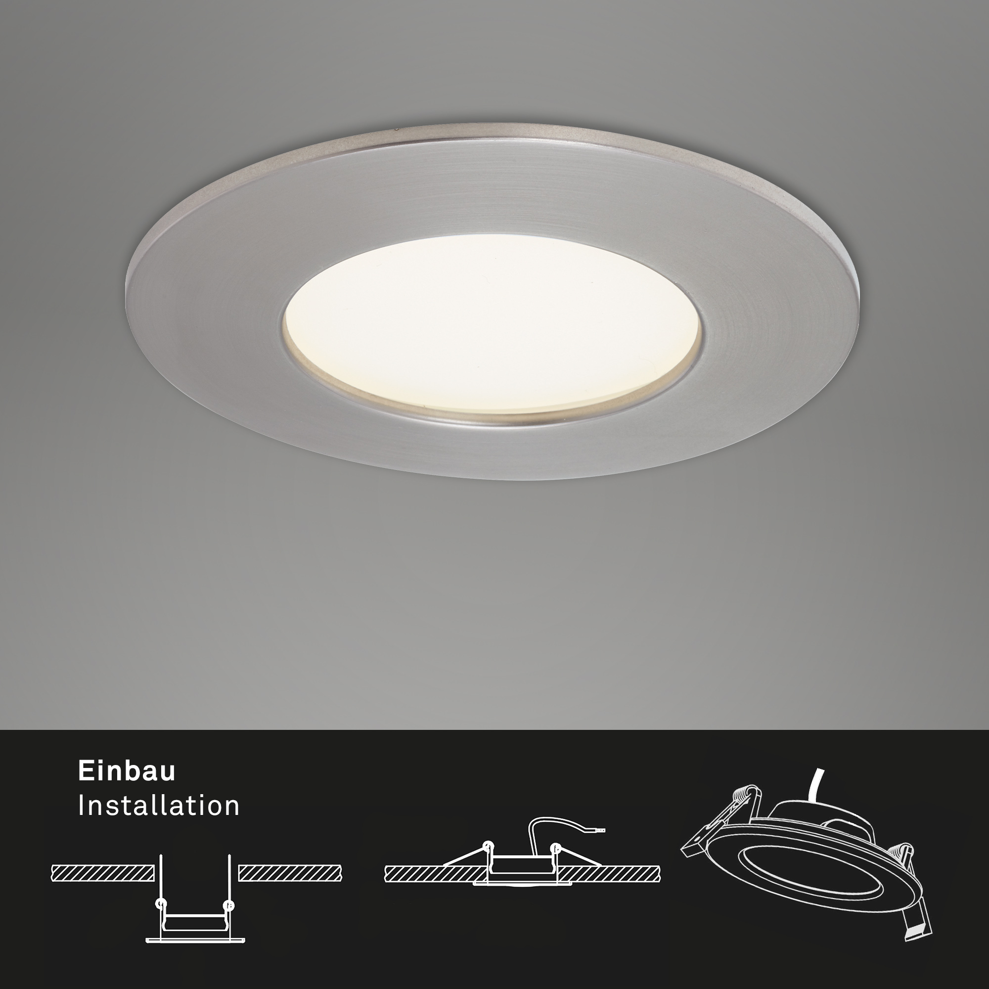 LED Einbauleuchte matt-nickel 3xLED-Platine Funktion1