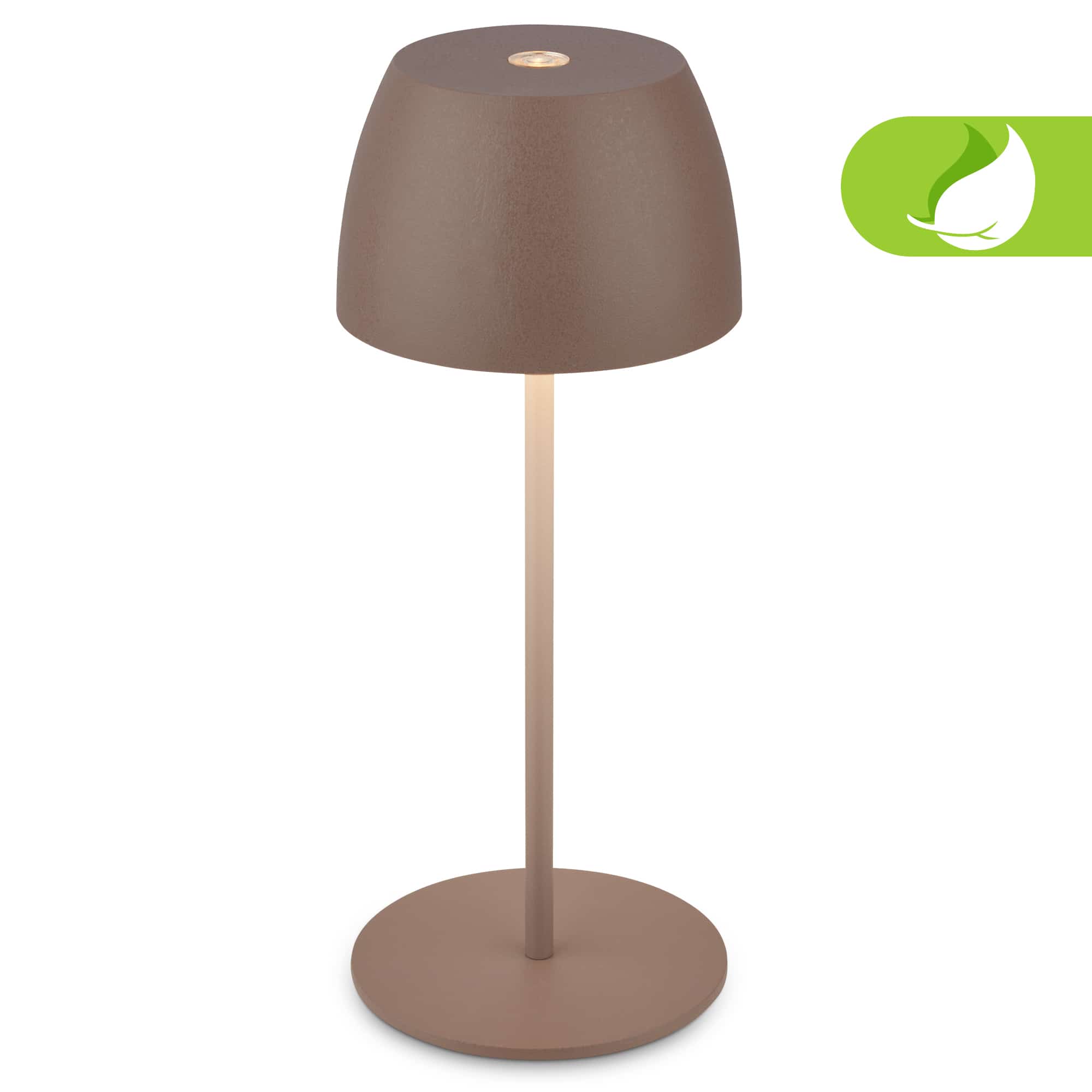 Briloner Serina Mini LED table lamp cordless IP44, dimmable, touch, umbra sand