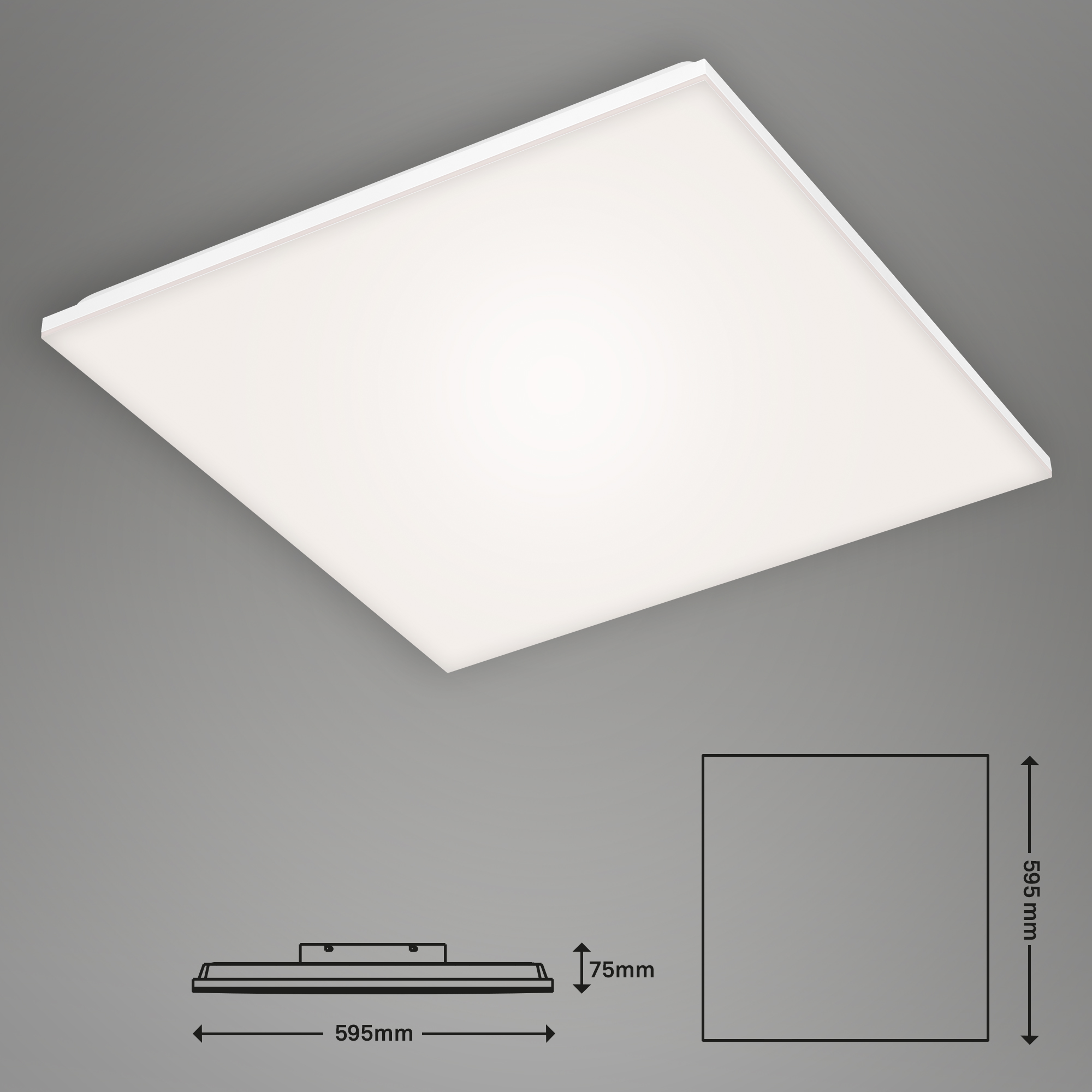 Rahmenloses CCT LED Panel weiß LED Maßzeichnung