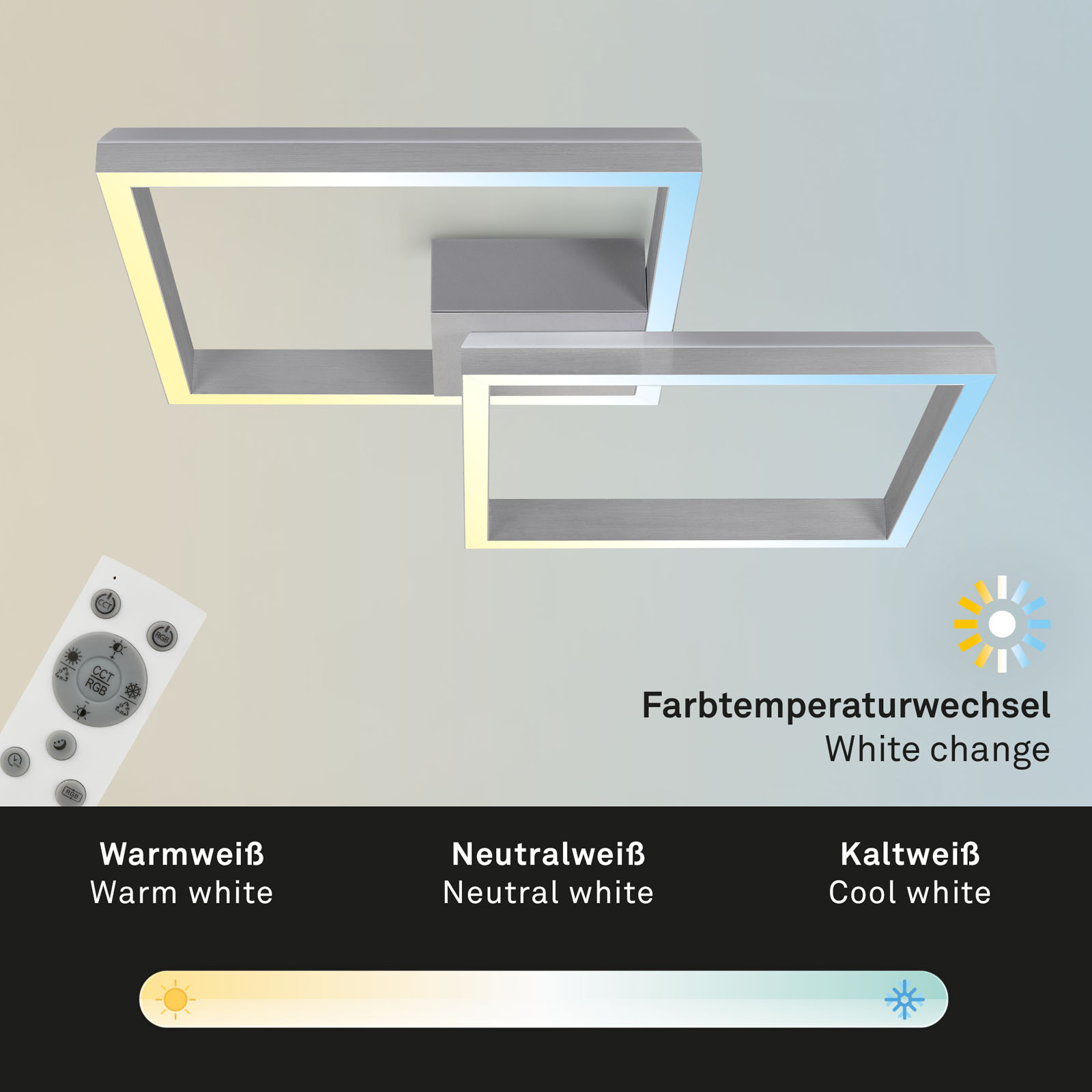 RGB CCT LED Deckenleuchte Aluminiumfarben